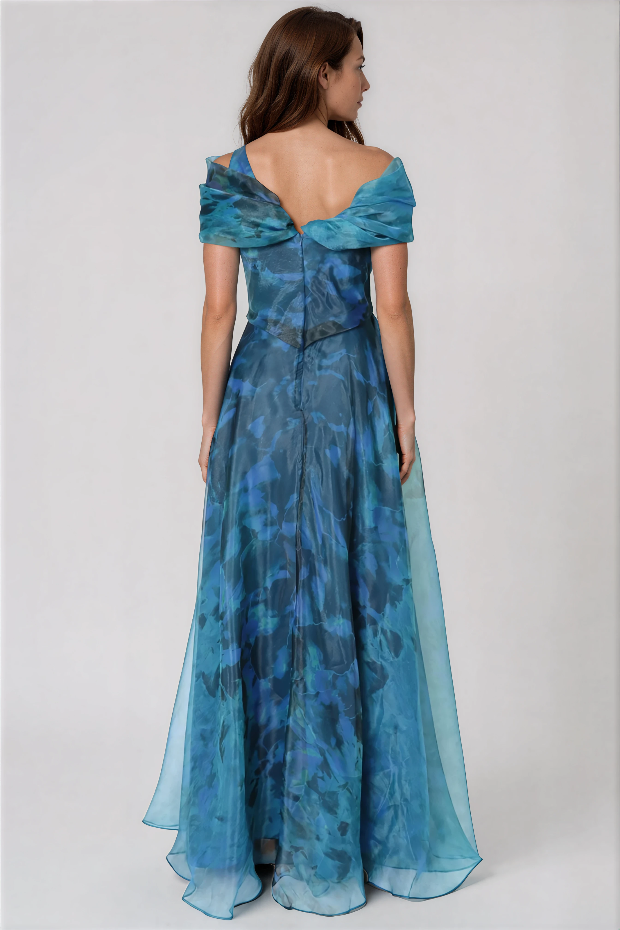 Twisted Off-The-Shoulder Organza Gown Gown Rene Ruiz Collection