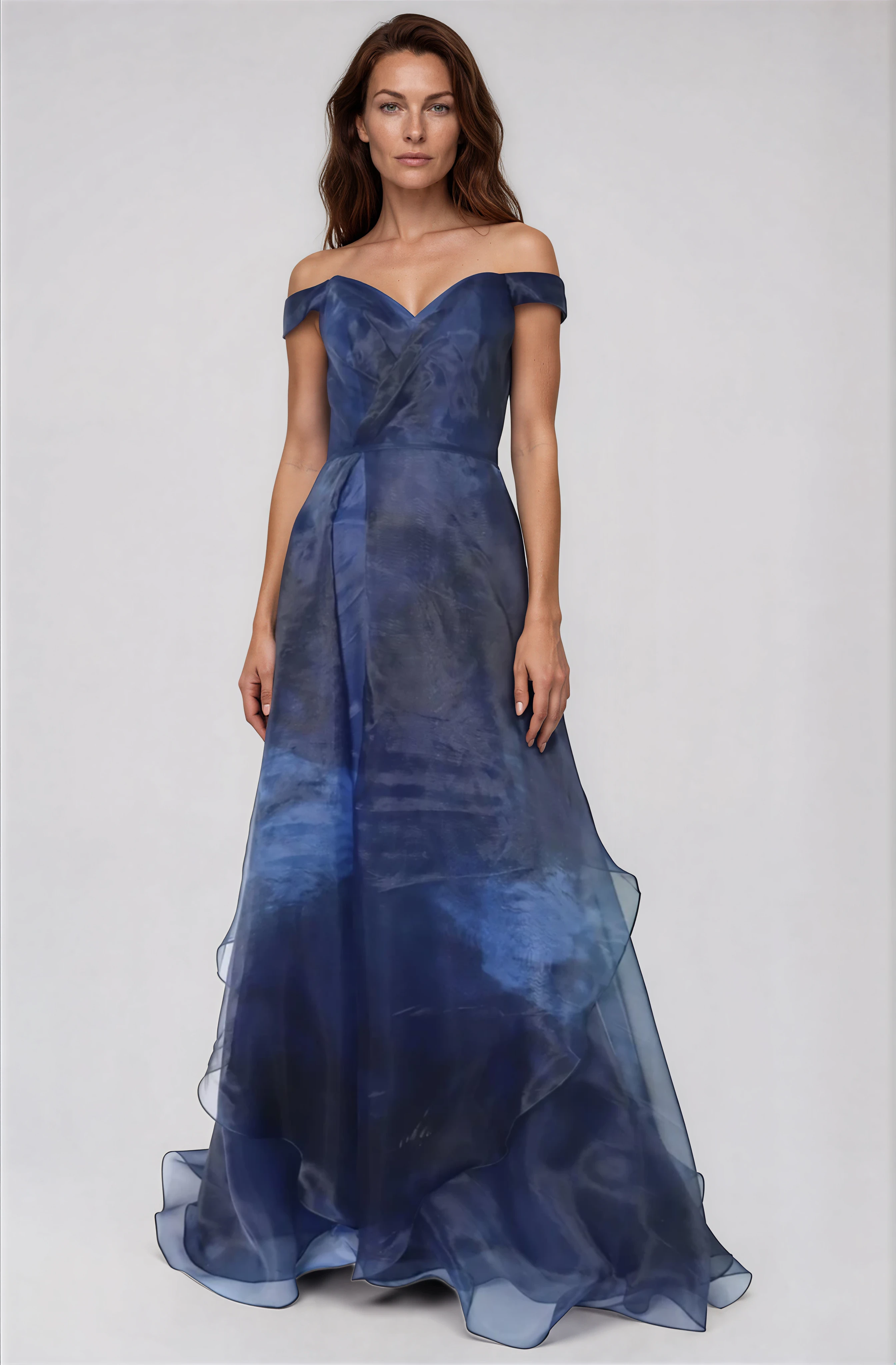 Off The Shoulder Organza A-line Gown Gown Rene Ruiz Collection