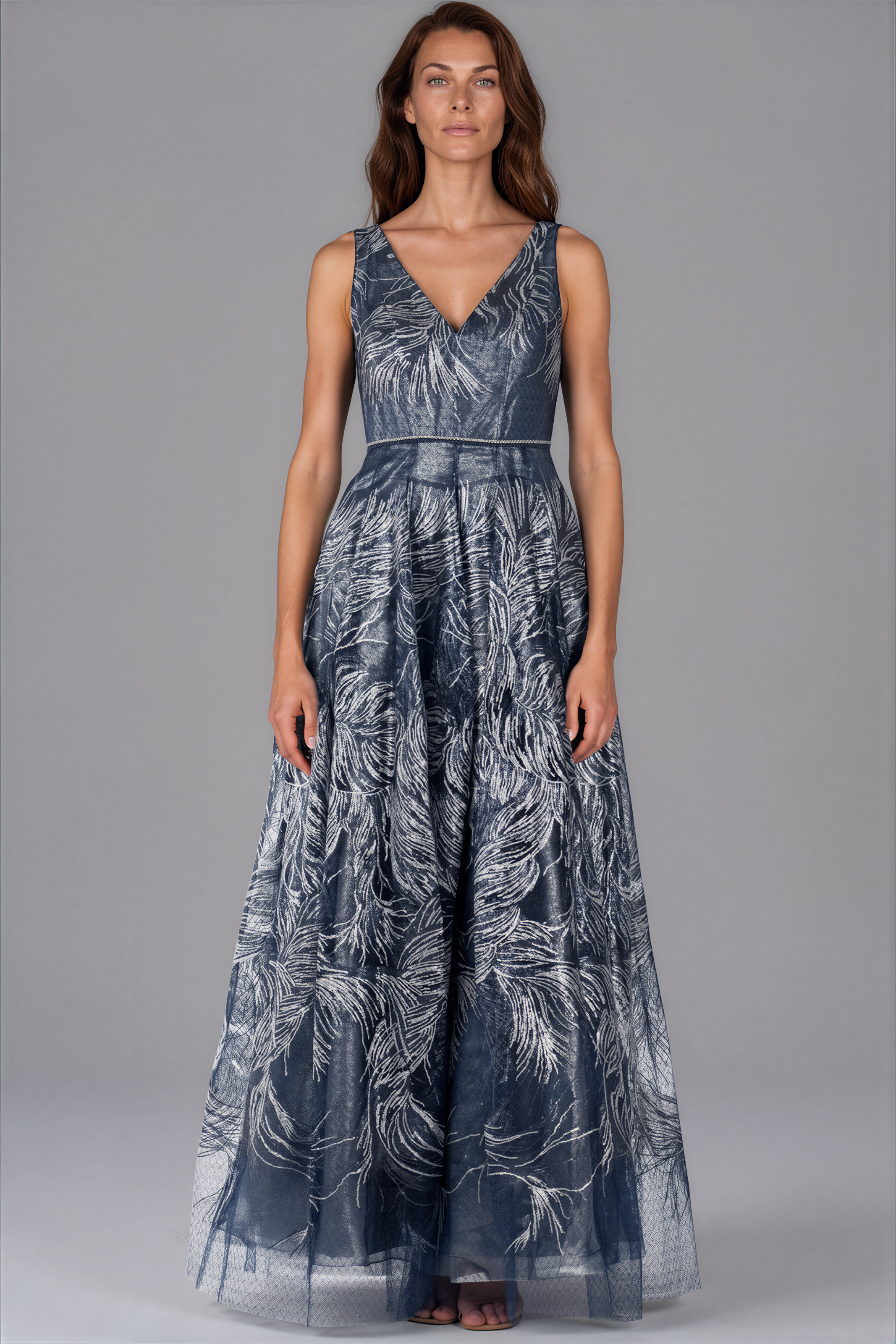 V-neck Applique Gown - Rene Ruiz Collection V-neck Applique Gown - Rene Ruiz Collection