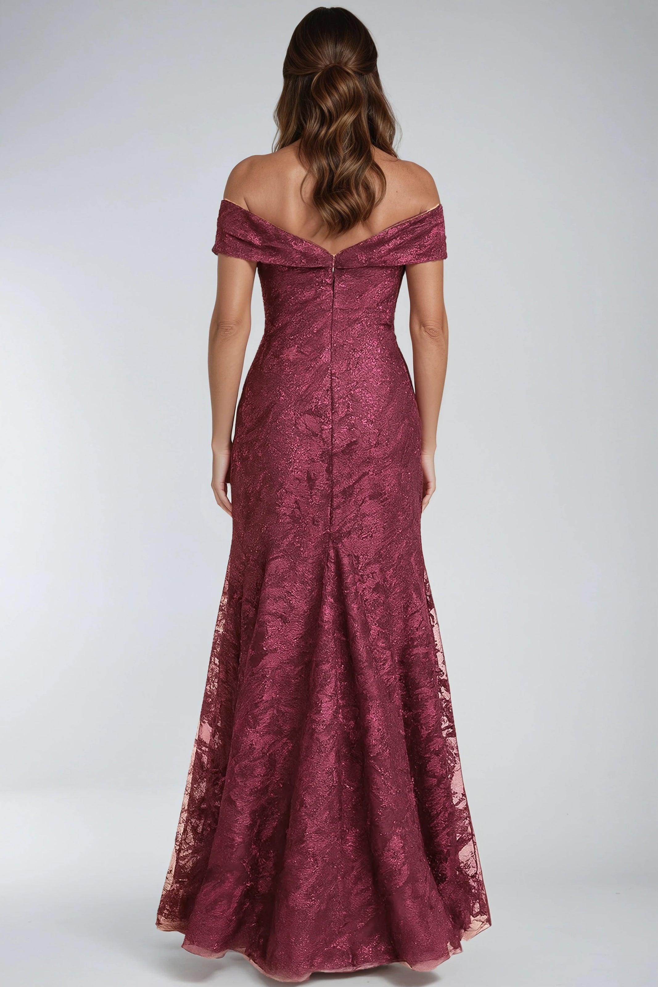 Off The Shoulder Embroidered Fit And Flare Gown Gown Rene Ruiz Collection