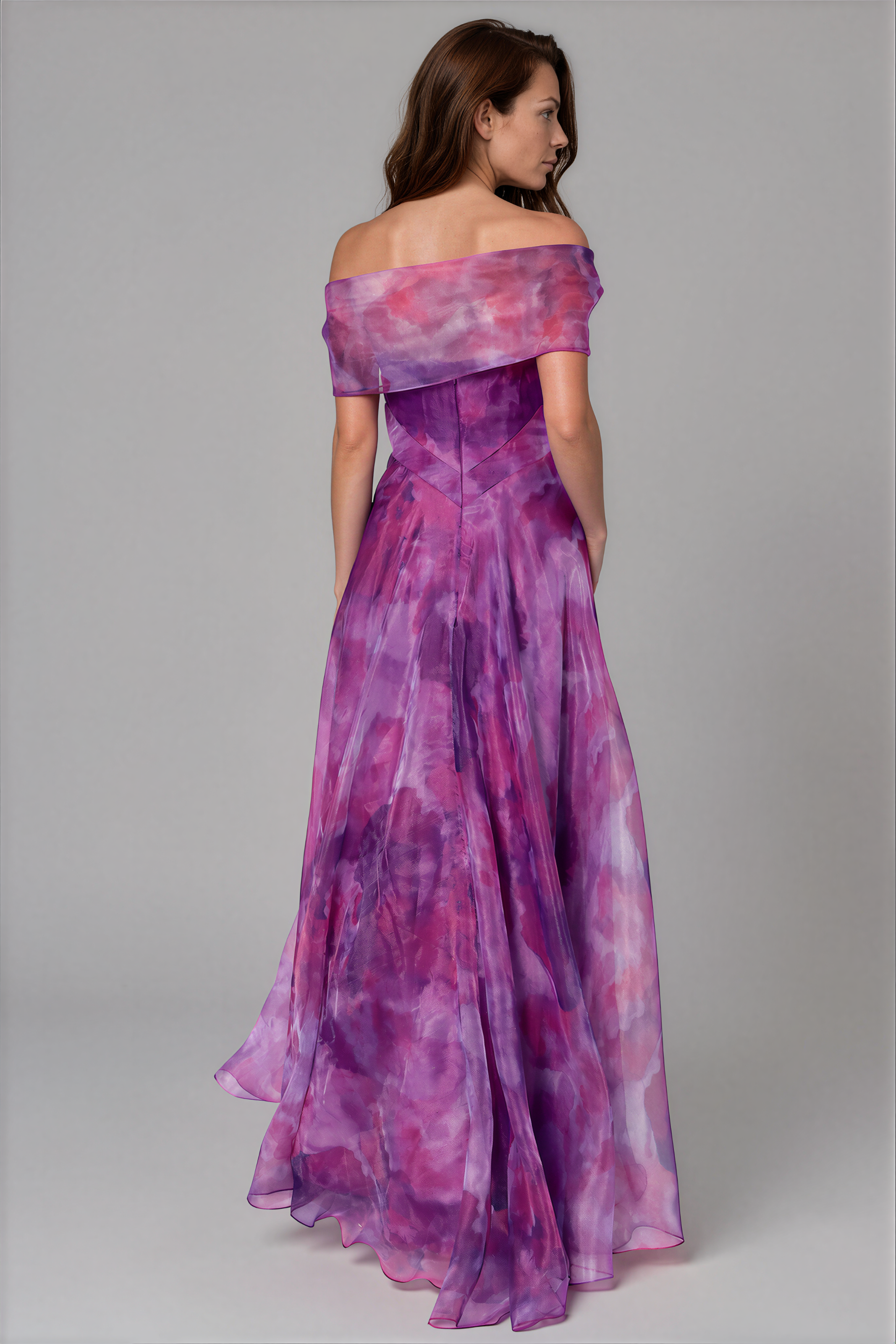 Wrap Sleeve Off The Shoulder Organza Gown Gown Rene Ruiz Collection