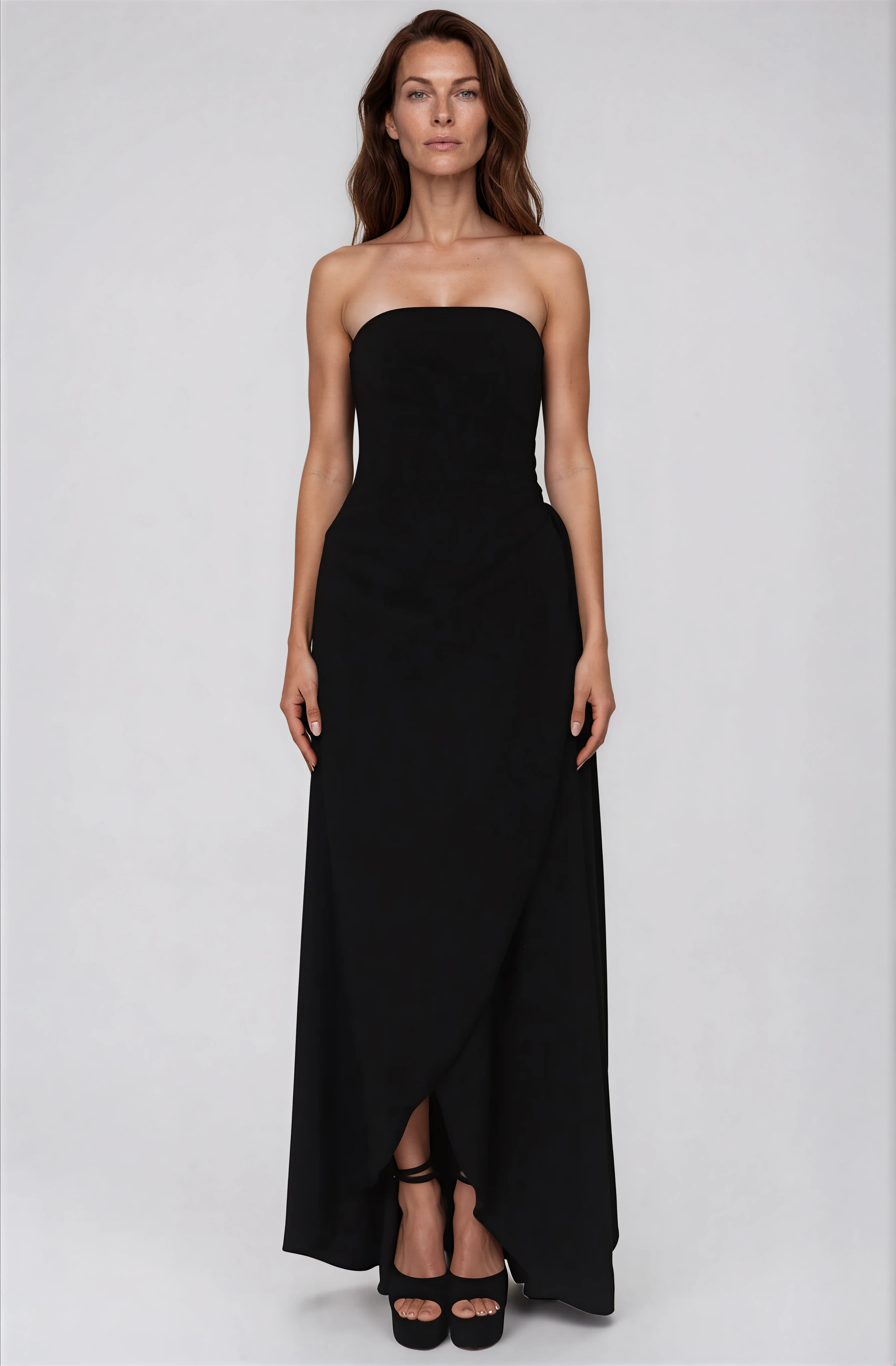 Hand Draped Strapless Crepe Gown Gown Rene Ruiz Collection