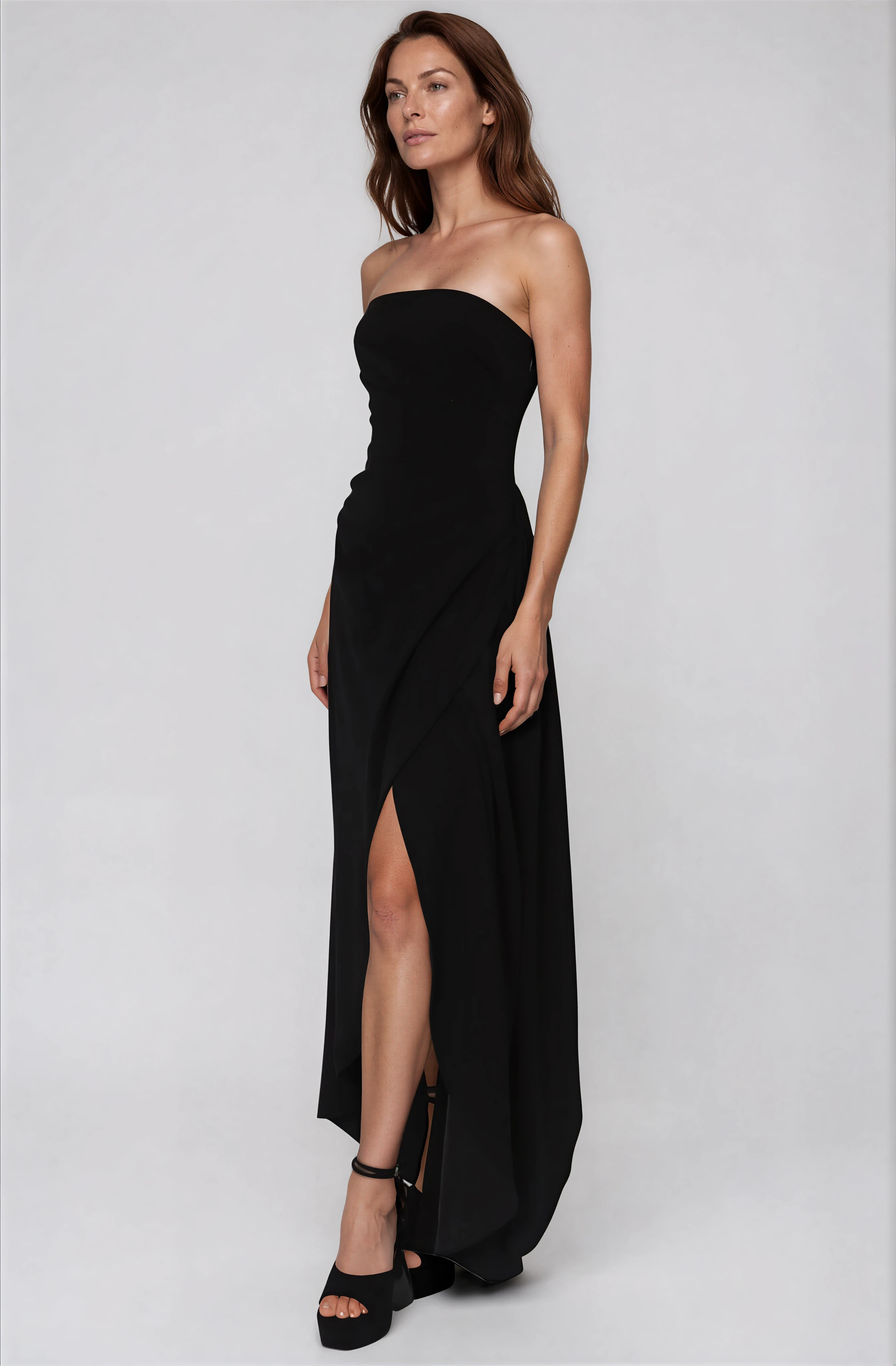 Hand Draped Strapless Crepe Gown Gown Rene Ruiz Collection