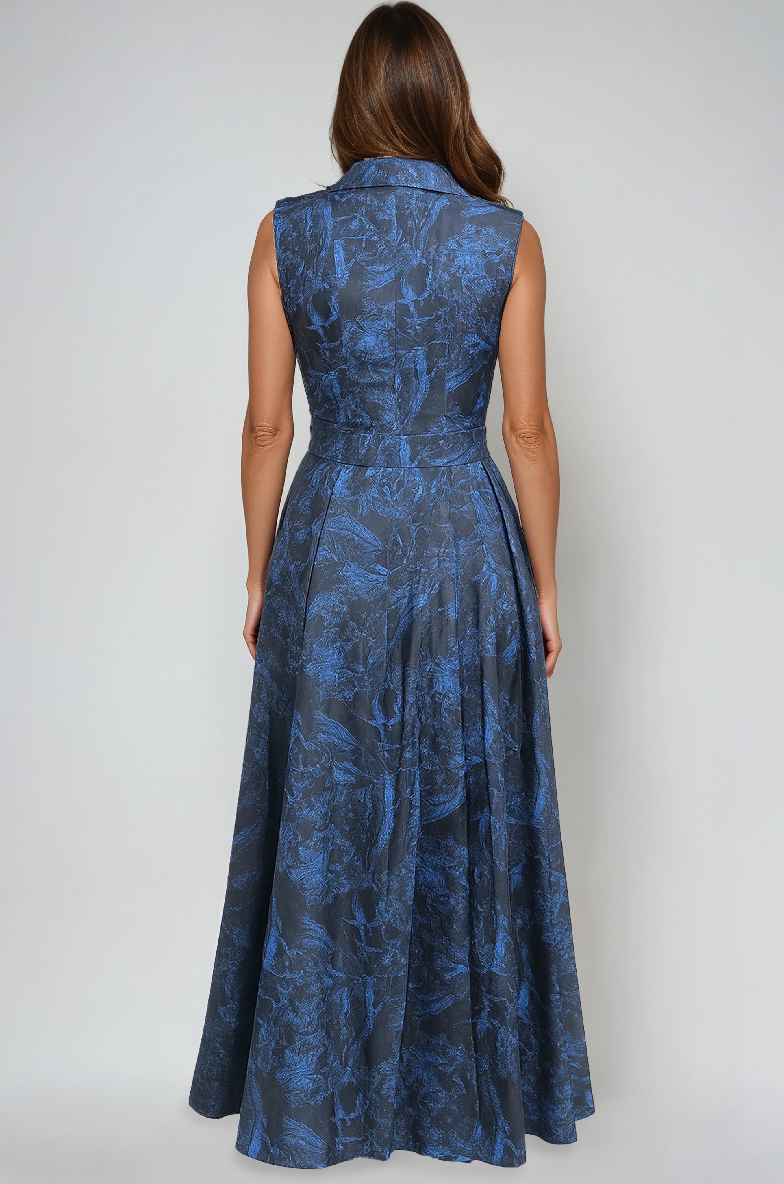 Sleeveless Wrap-Front A-Line Shirt Gown