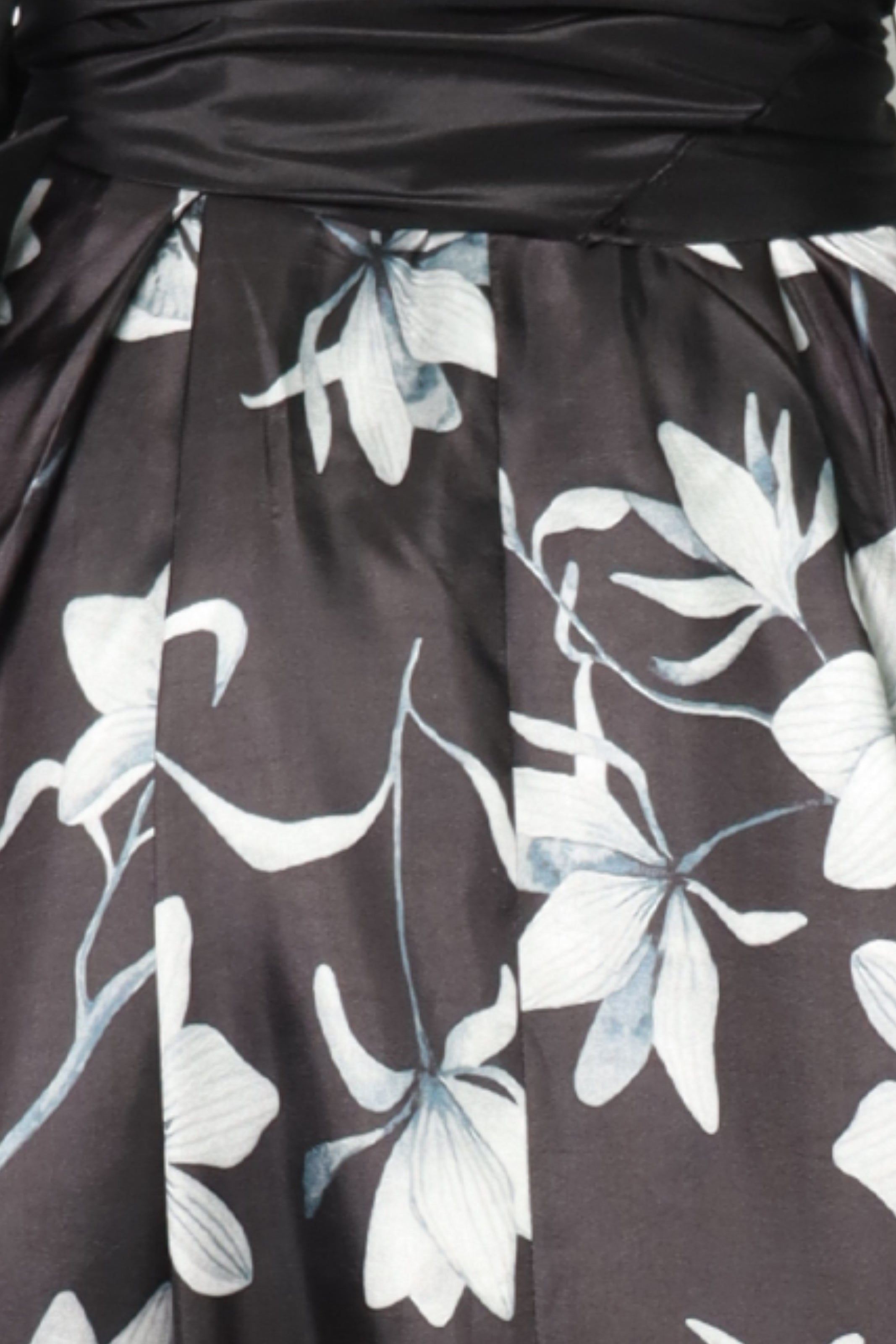 Floral Belted A-Line Taffeta Gown  