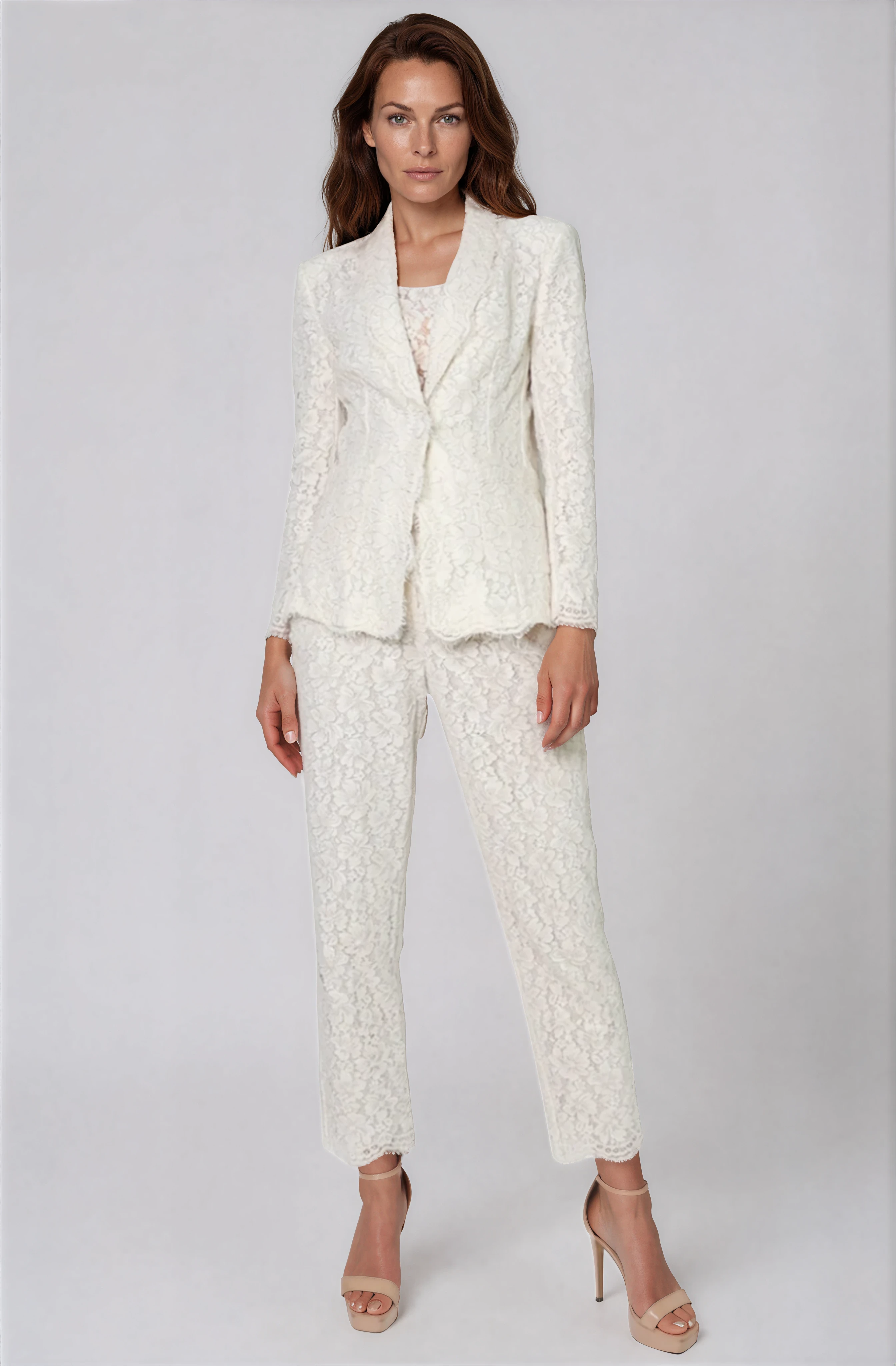 Tailored Lace Pants Rene Ruiz Collection 2 Ivory
