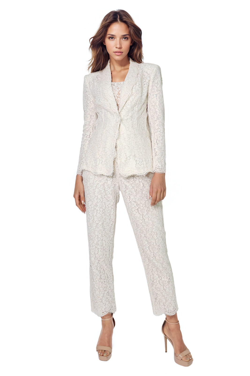 Tailored Lace Pants Ivory 