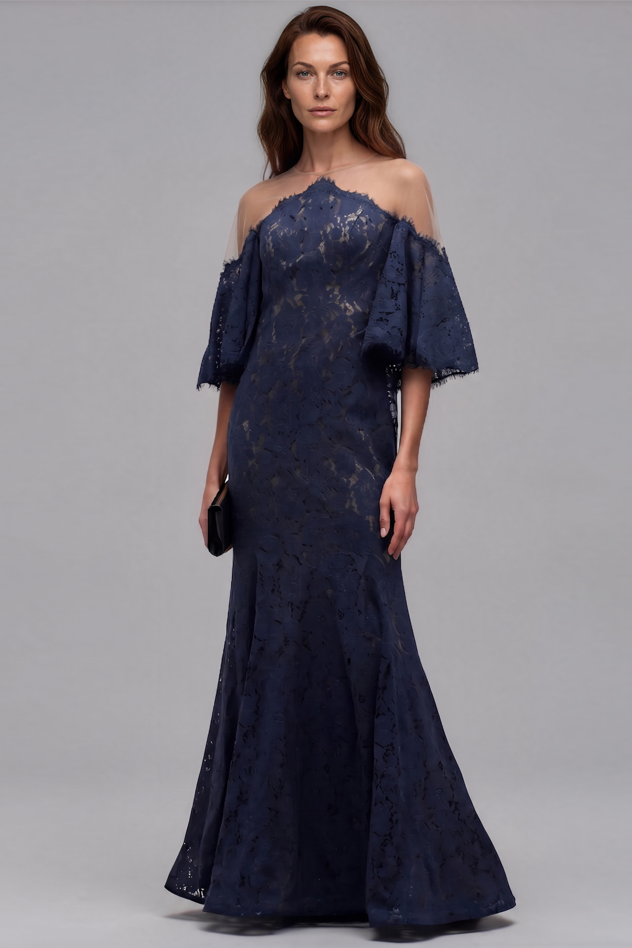 Puff Sleeve Lace Fit and Flare Gown Puff Sleeve Lace Fit and Flare Gown