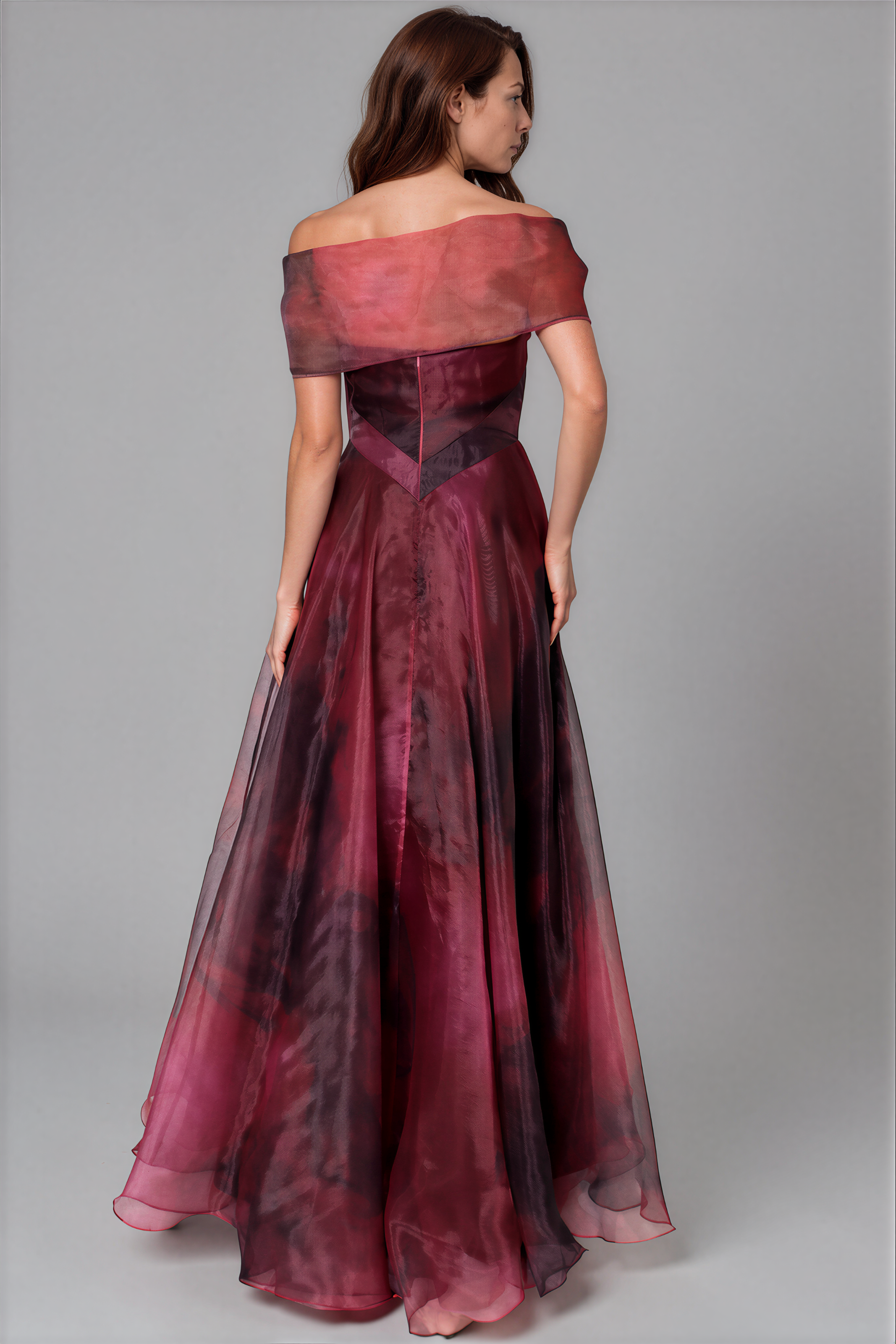 Wrap Sleeve Off The Shoulder Organza Gown Gown Rene Ruiz Collection