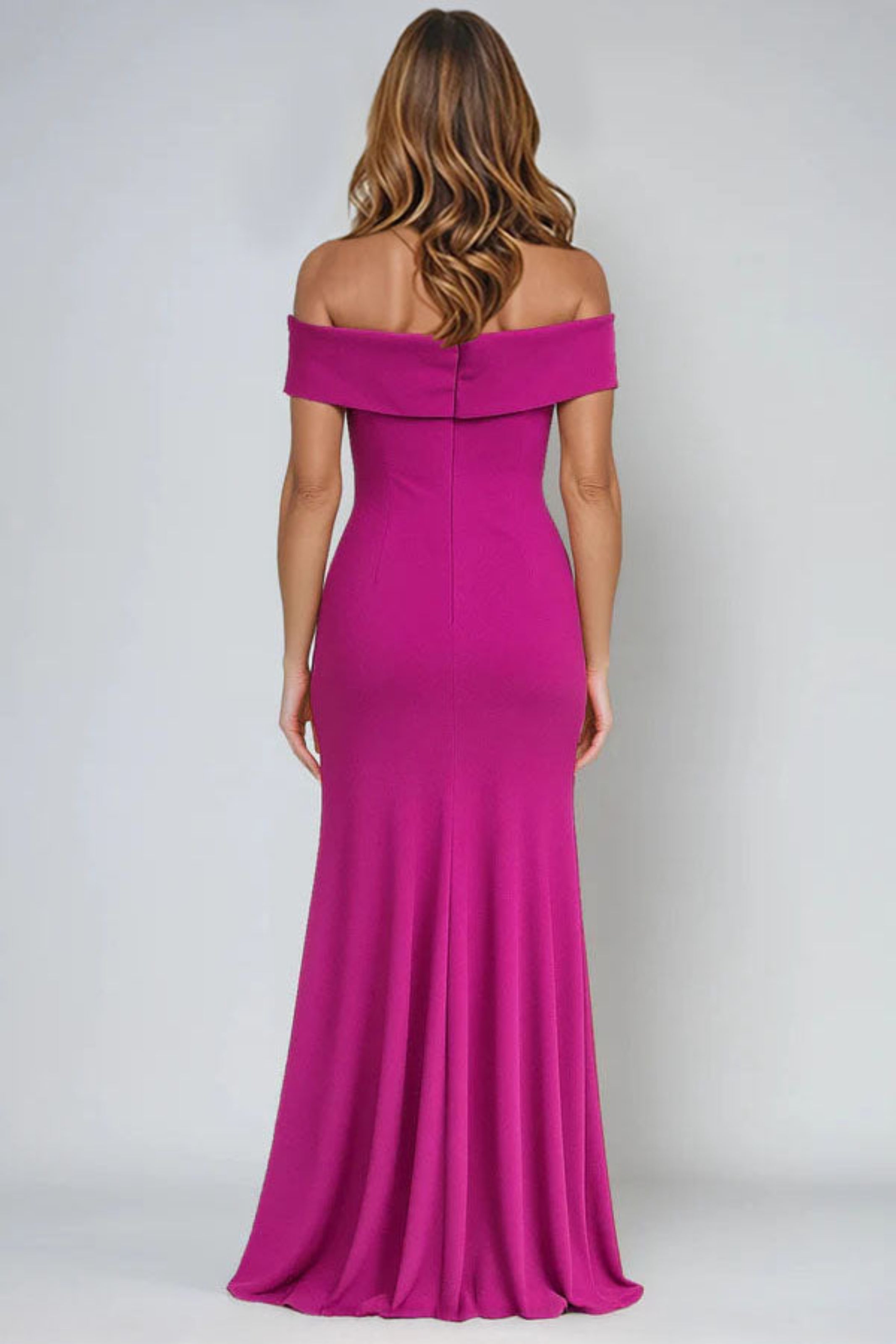 Off The Shoulder Fit And Flare Crepe Gown Off The Shoulder Fit And Flare Crepe Gown