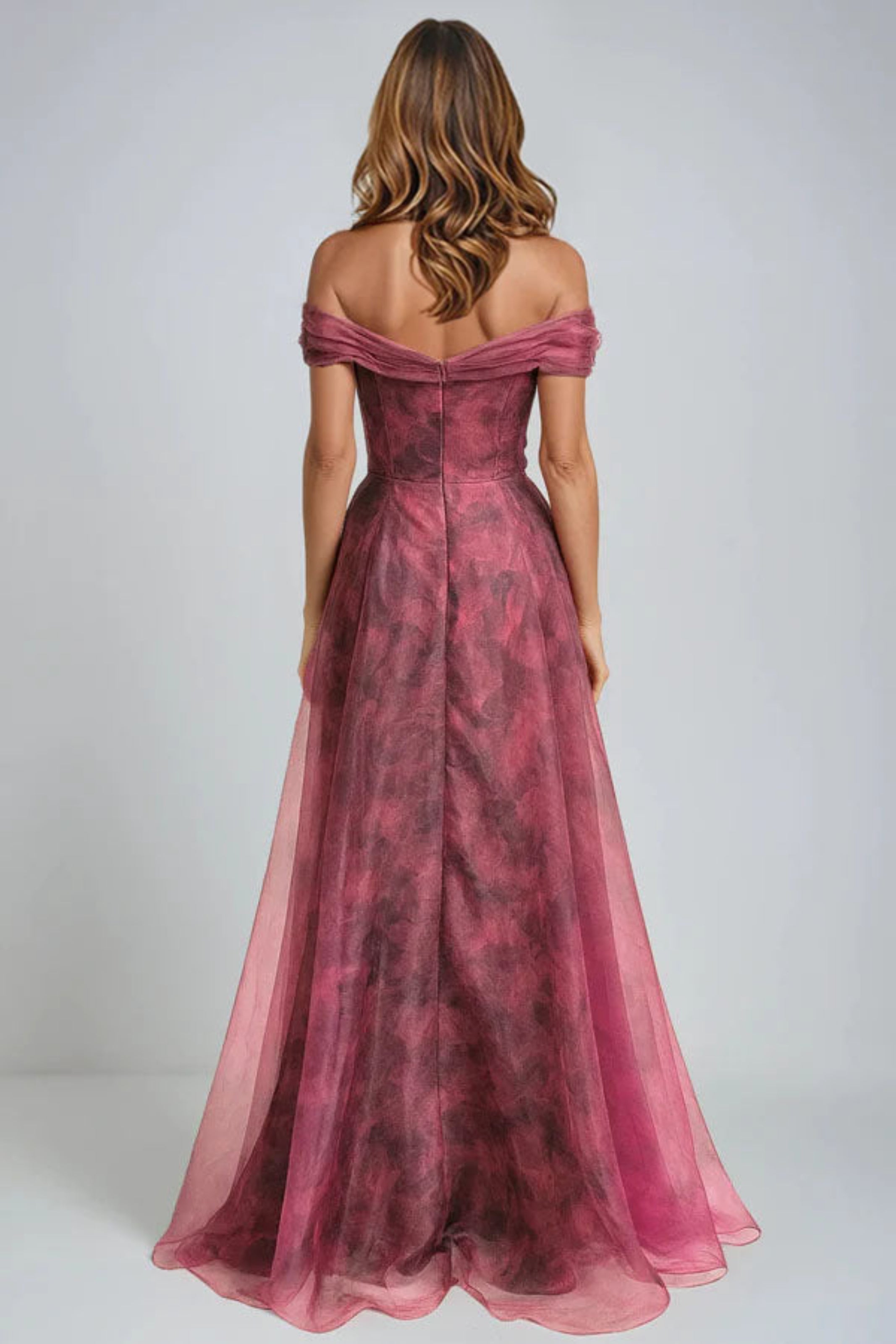 Off The Shoulder Organza A-Line Gown Gown Rene Ruiz Collection