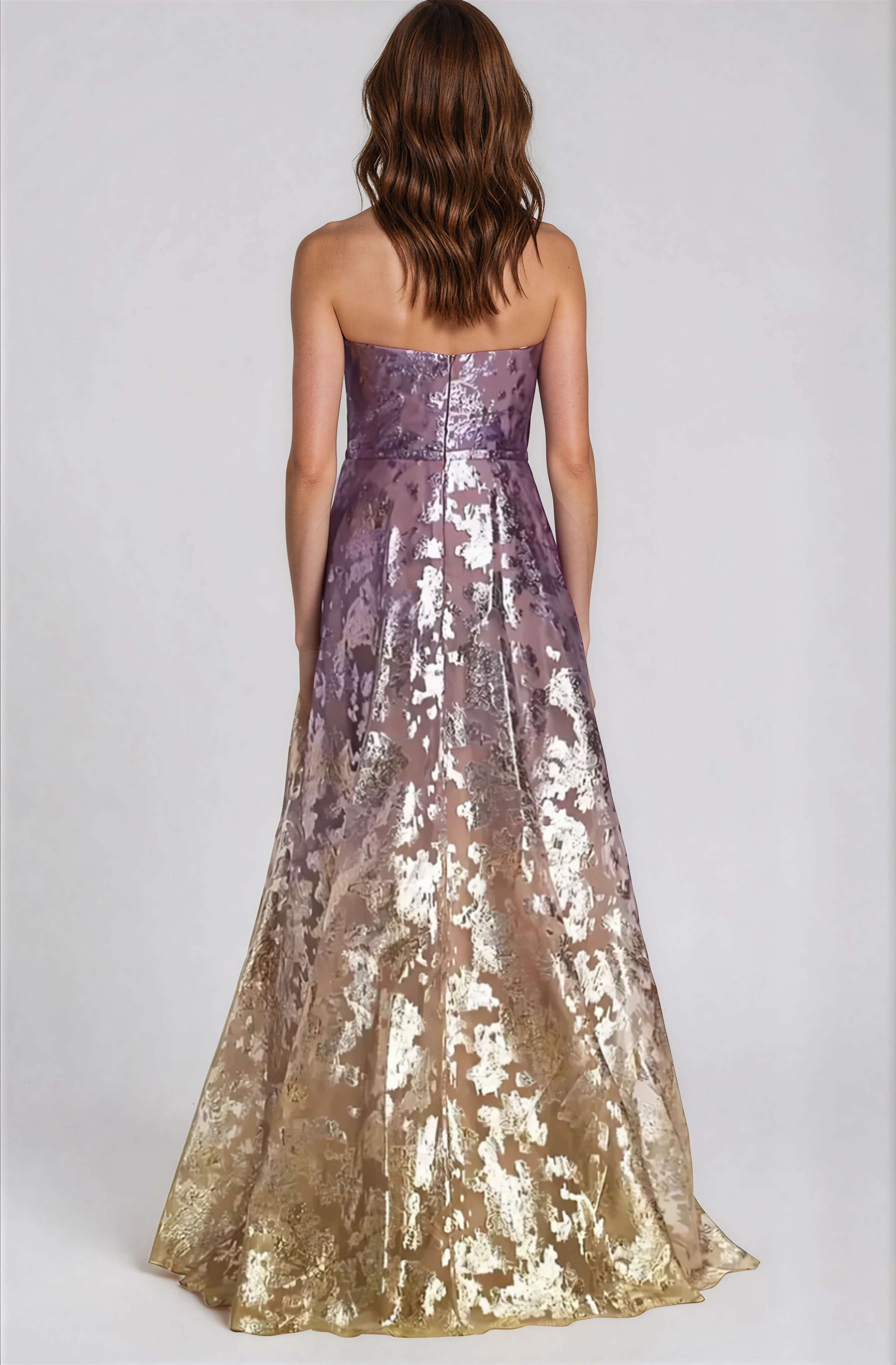 Ombré Fil Coupe Strapless Gown Gown Rene Ruiz Collection