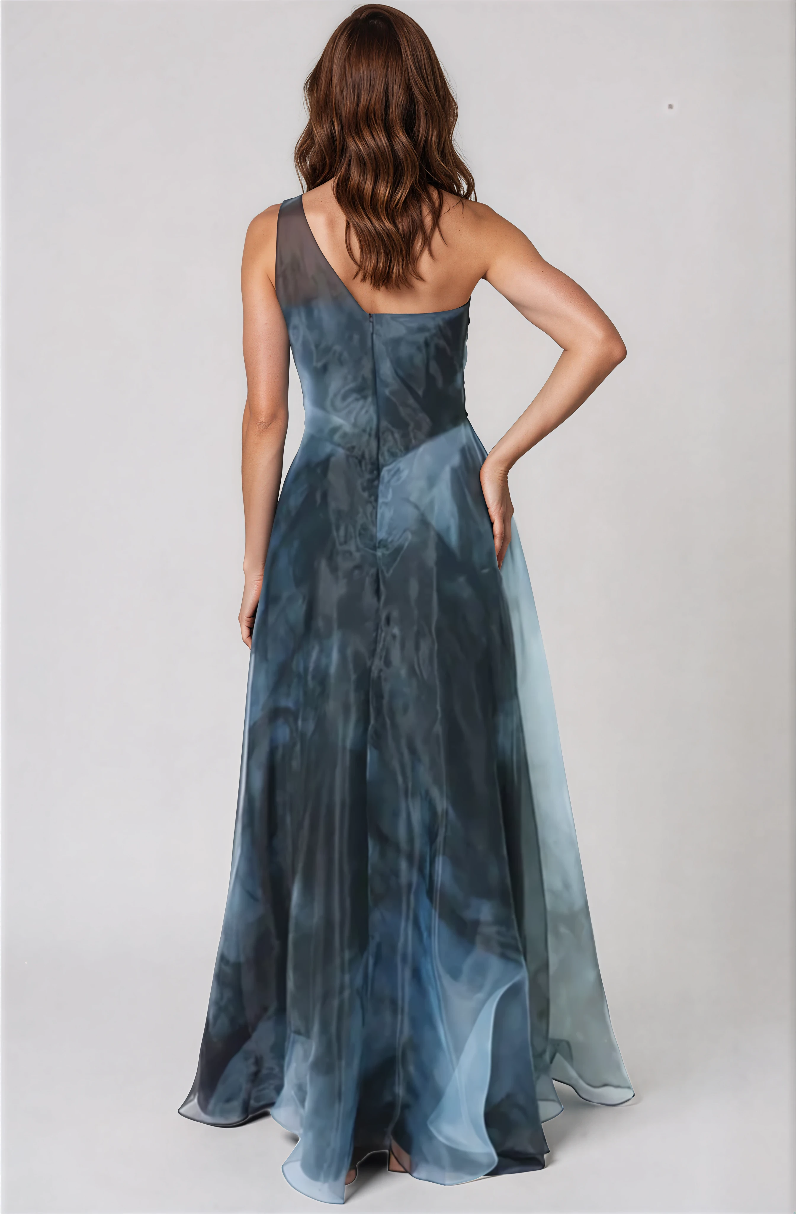 One Shoulder A-line Organza Gown Gown Rene Ruiz Collection