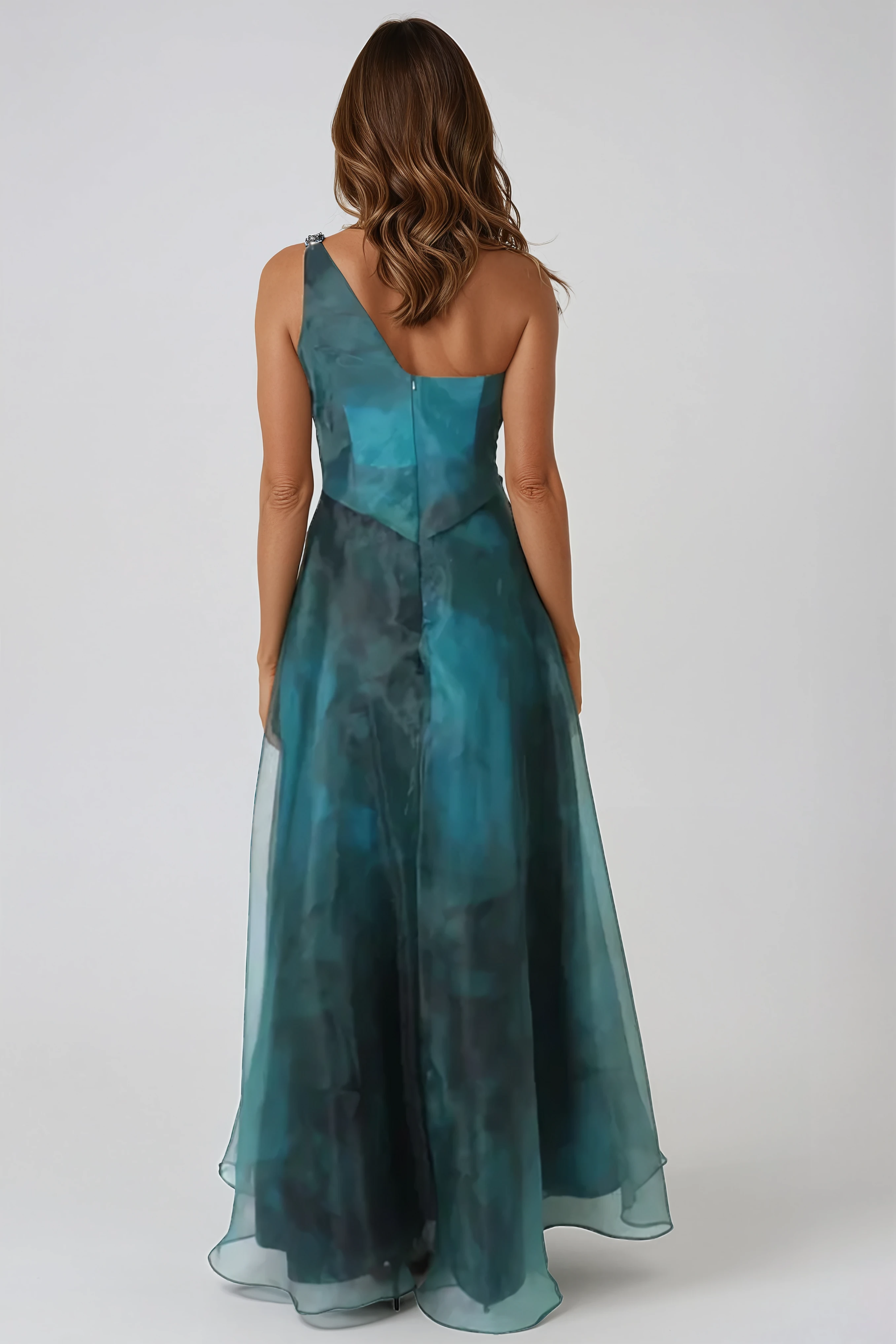 One Shoulder A-line Organza Gown Gown Rene Ruiz Collection