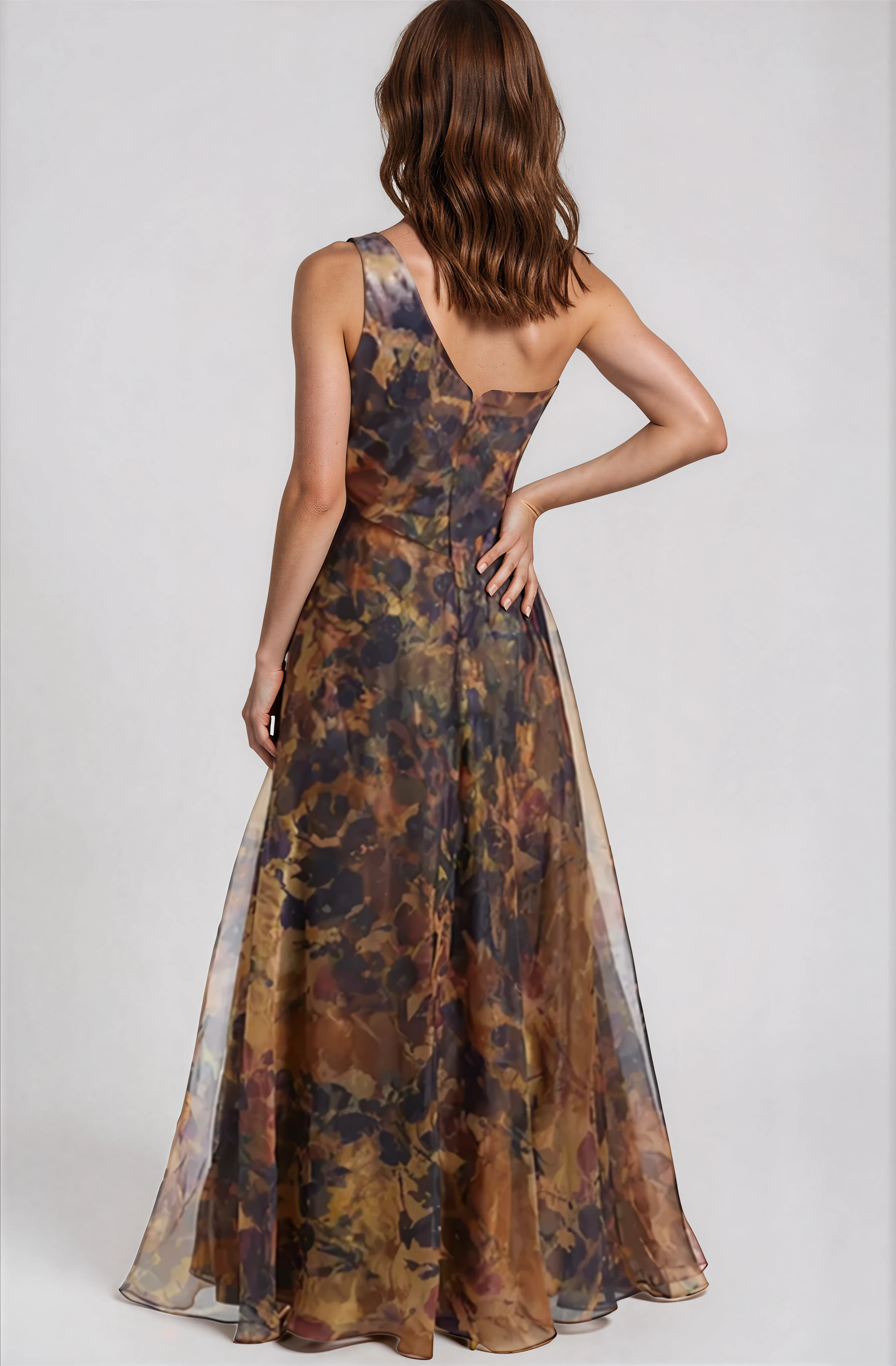 One Shoulder A-line Organza Gown