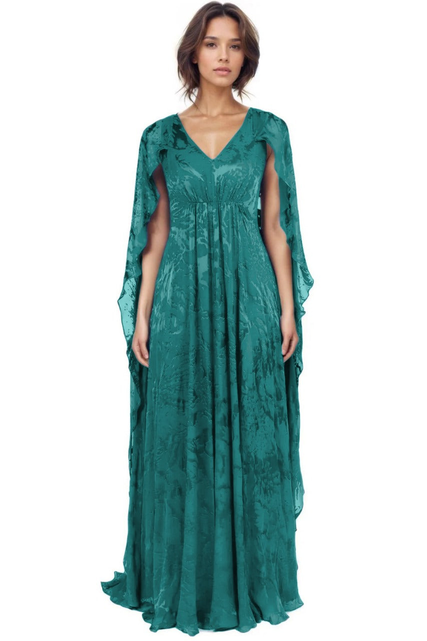 Burn out Cape Gown Teal