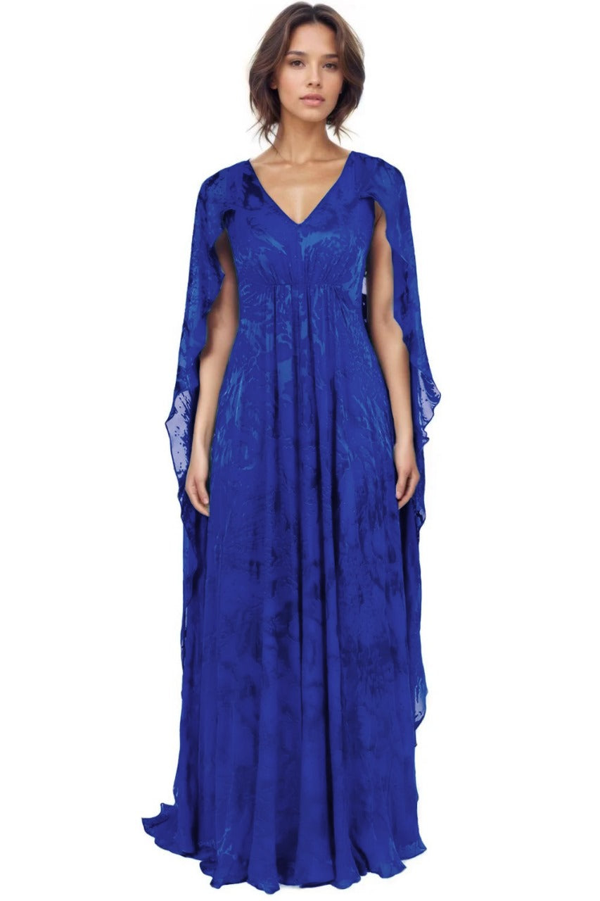 Burn out Cape Gown Cobalt