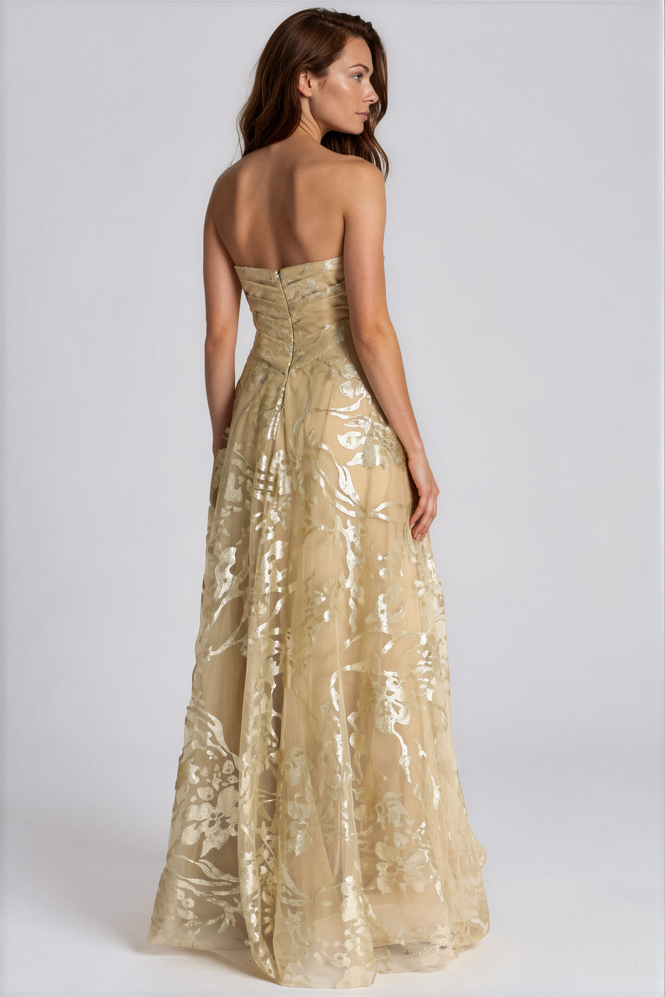Strapless Sequin Tulle Gown Gown Rene Ruiz Collection