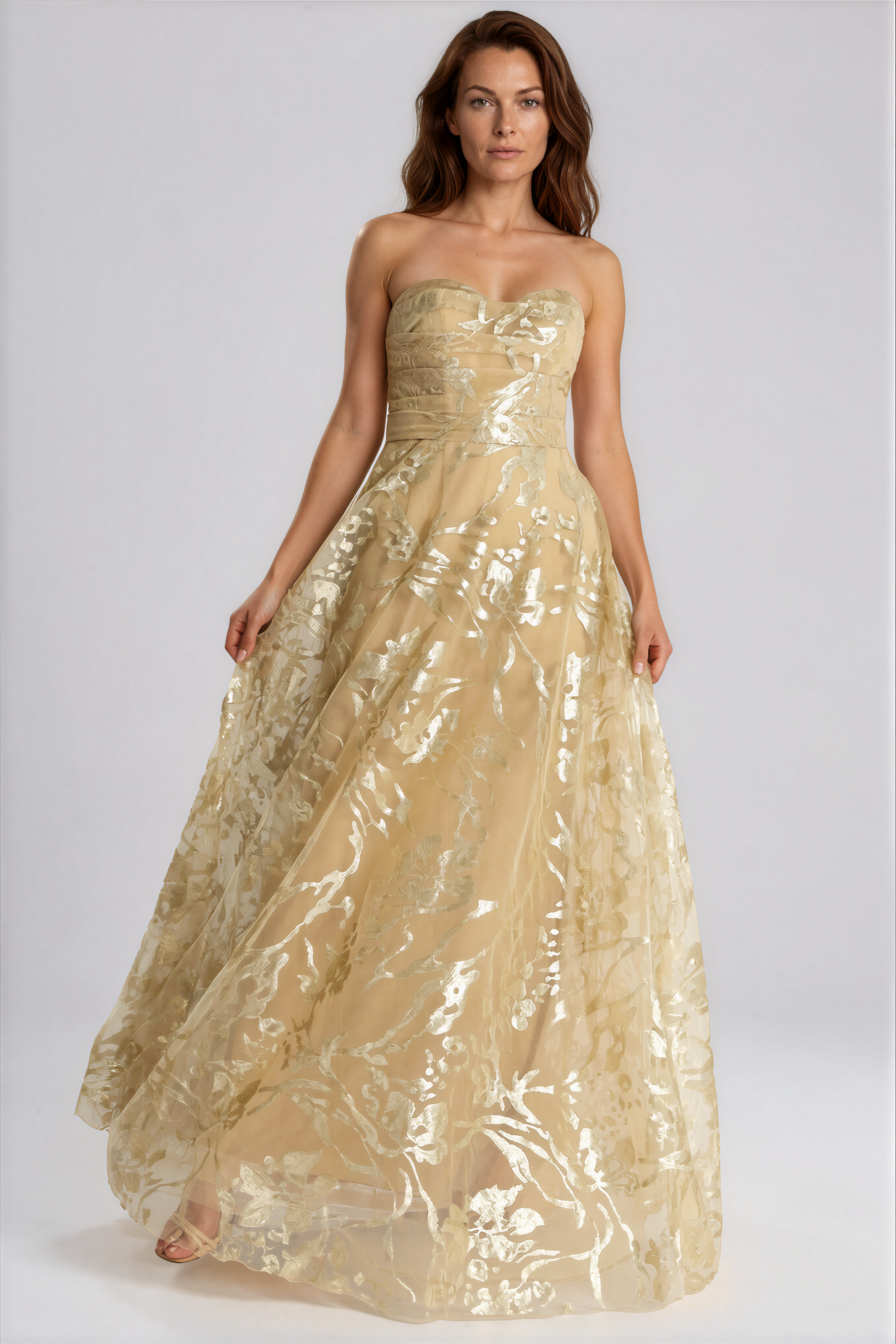 Strapless Sequin Tulle Gown Gown Rene Ruiz Collection