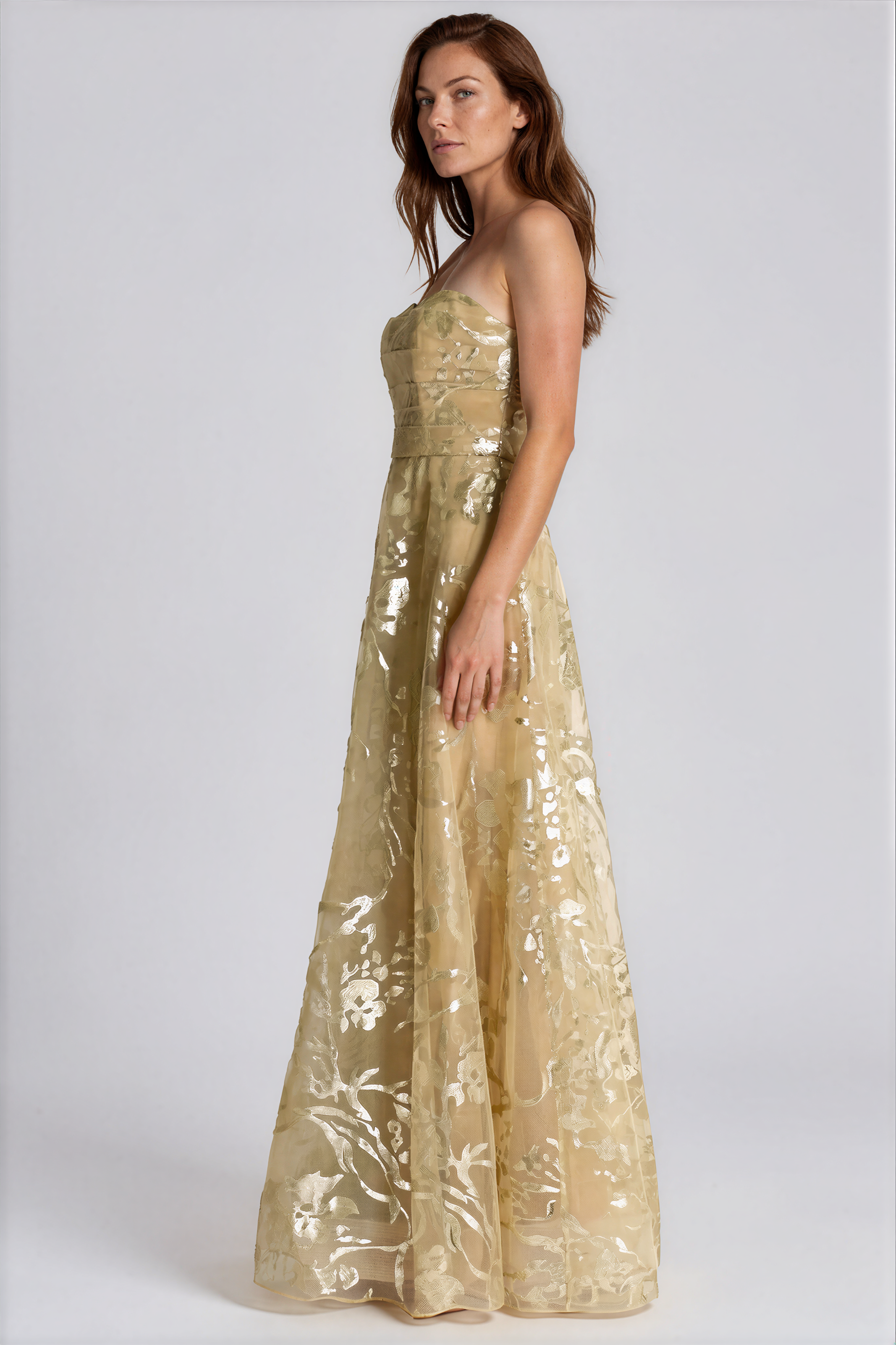 Strapless Sequin Tulle Gown Gown Rene Ruiz Collection