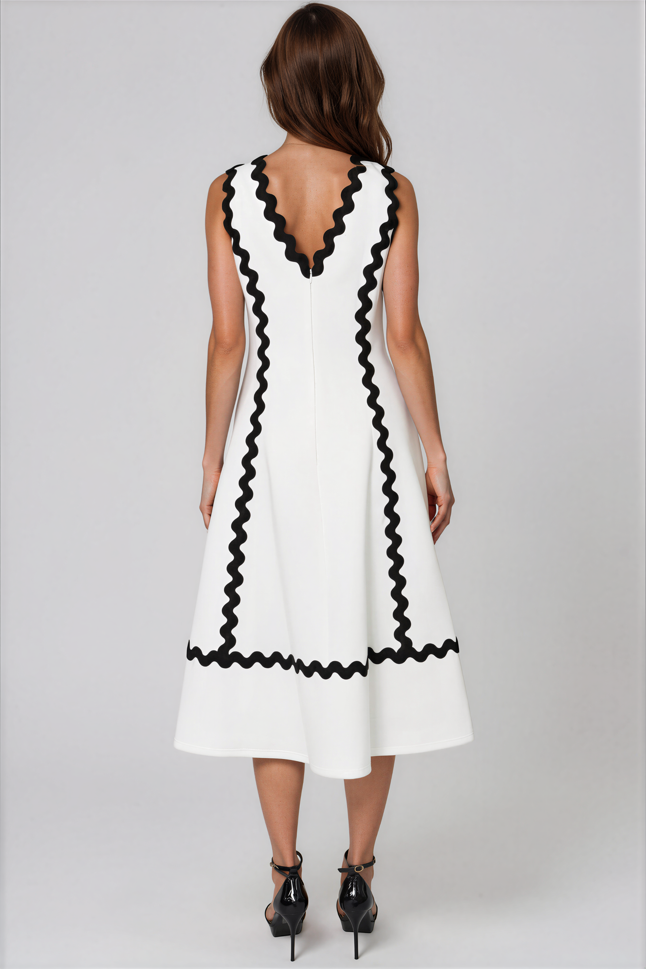 Ripple Lining Deep V Back A-Line Cocktail Rene Ruiz Collection