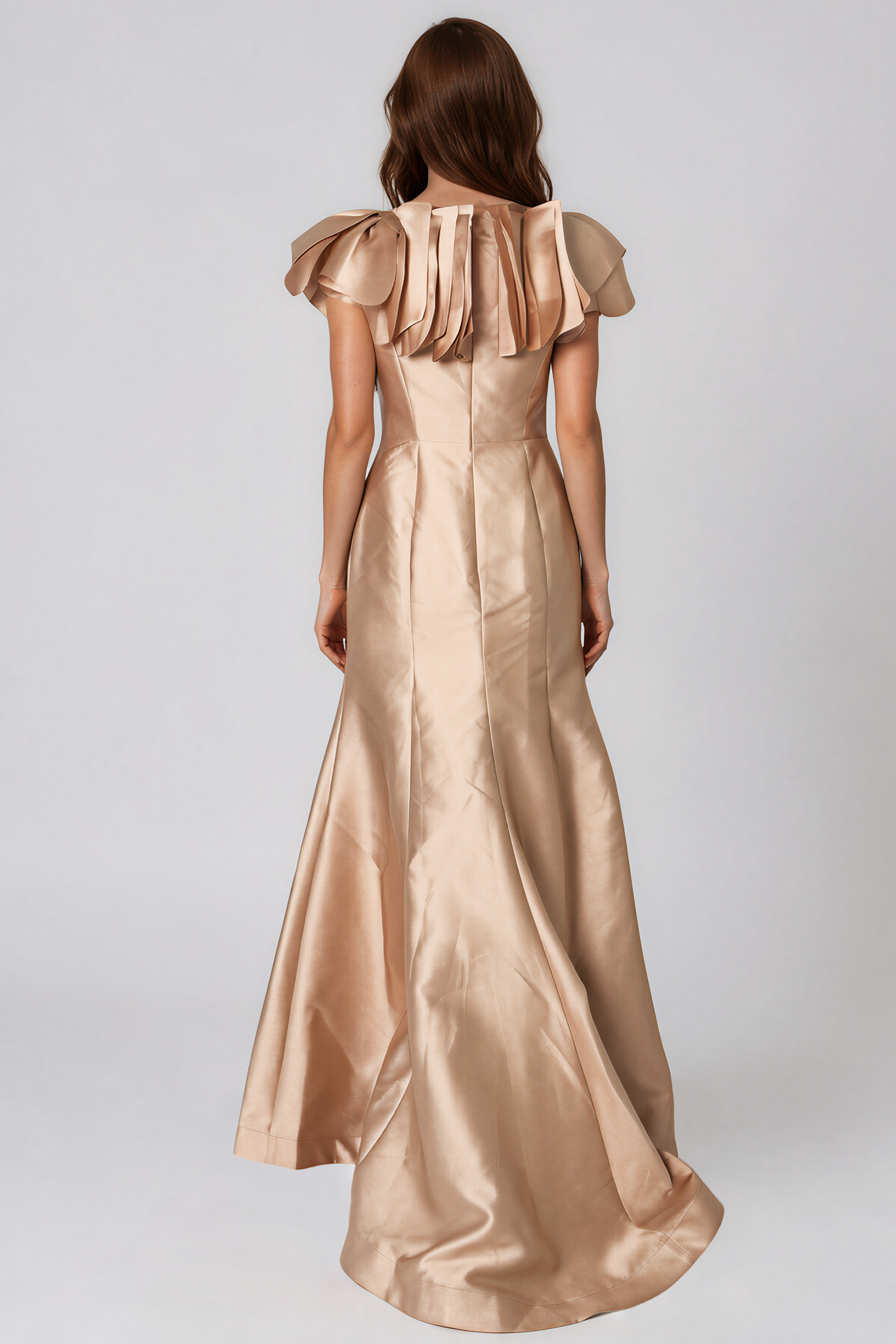 Bardot Rosette Fit and Flare Mikado Gown Gown Rene Ruiz Collection