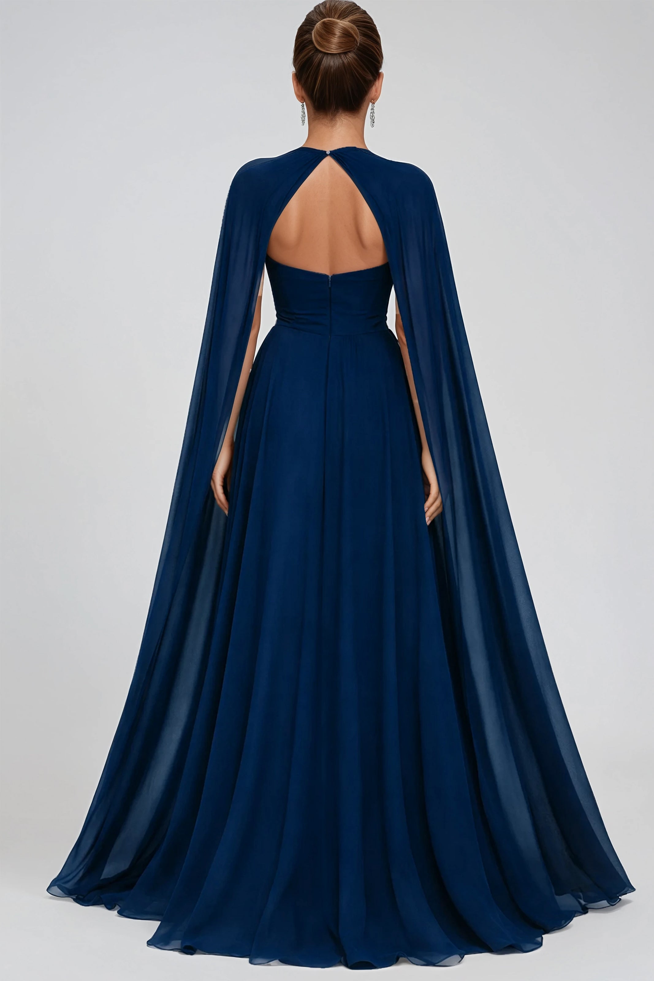 Pleated Sweetheart Neckline Cape Sleeve Tulle A-Line Gown Gown Rene Ruiz Collection
