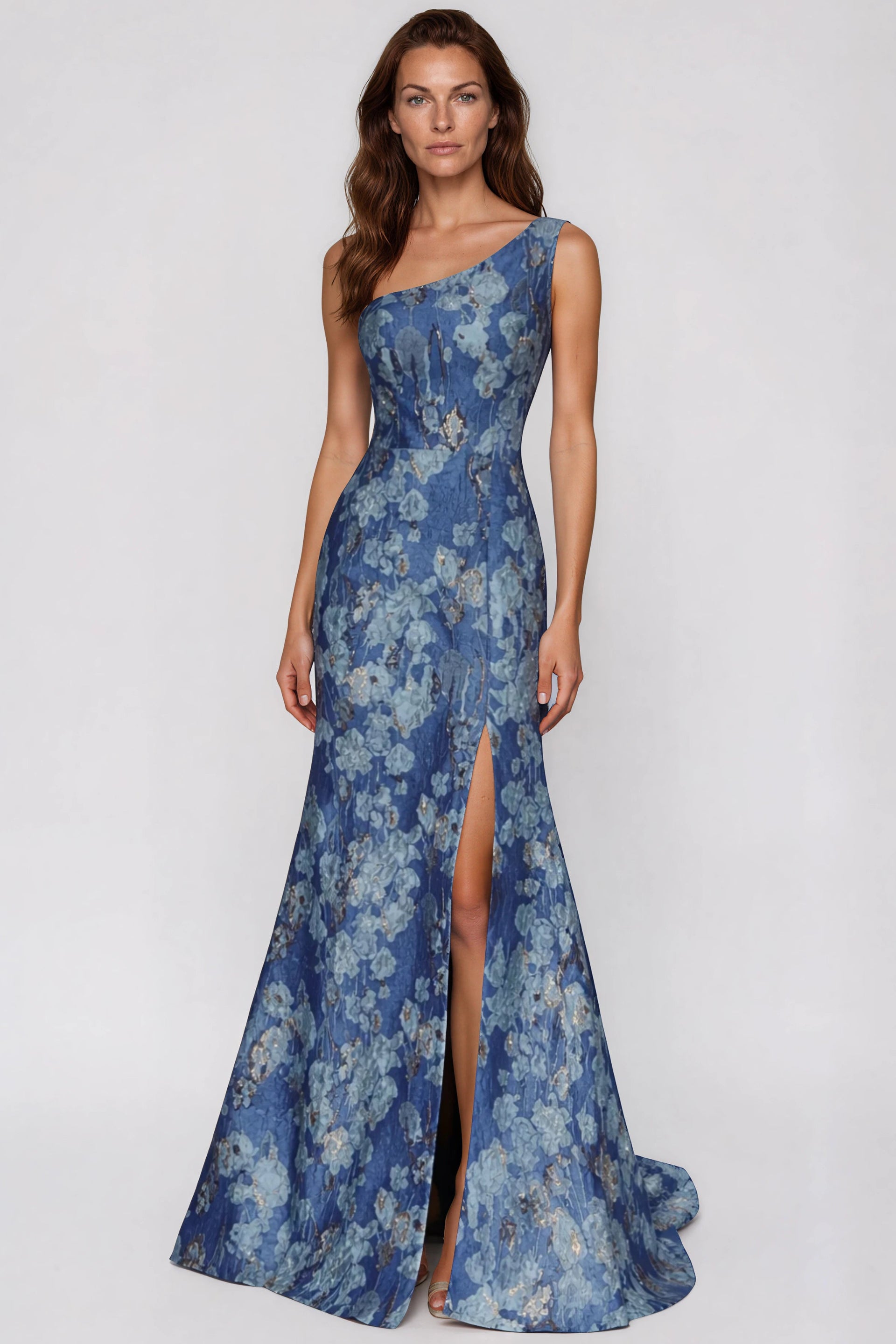 cobalt floral jacquard long sleeve belt detail blazer dress Cobalt Floral Jacquard Long Sleeve Belt Detail Blazer Dress