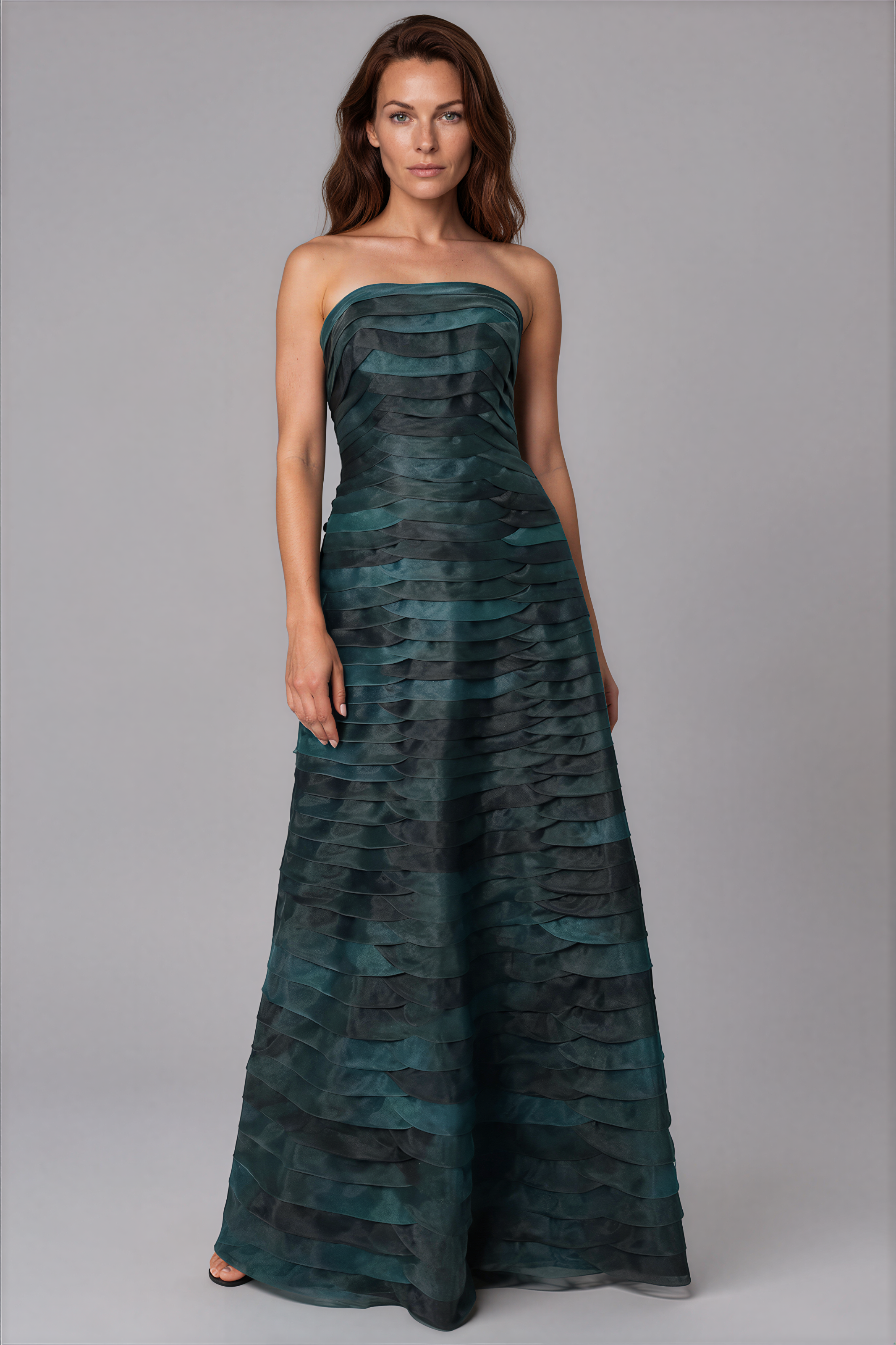 Bias Cut Fluted Organza Gown Bias Cut Fluted Organza Gown