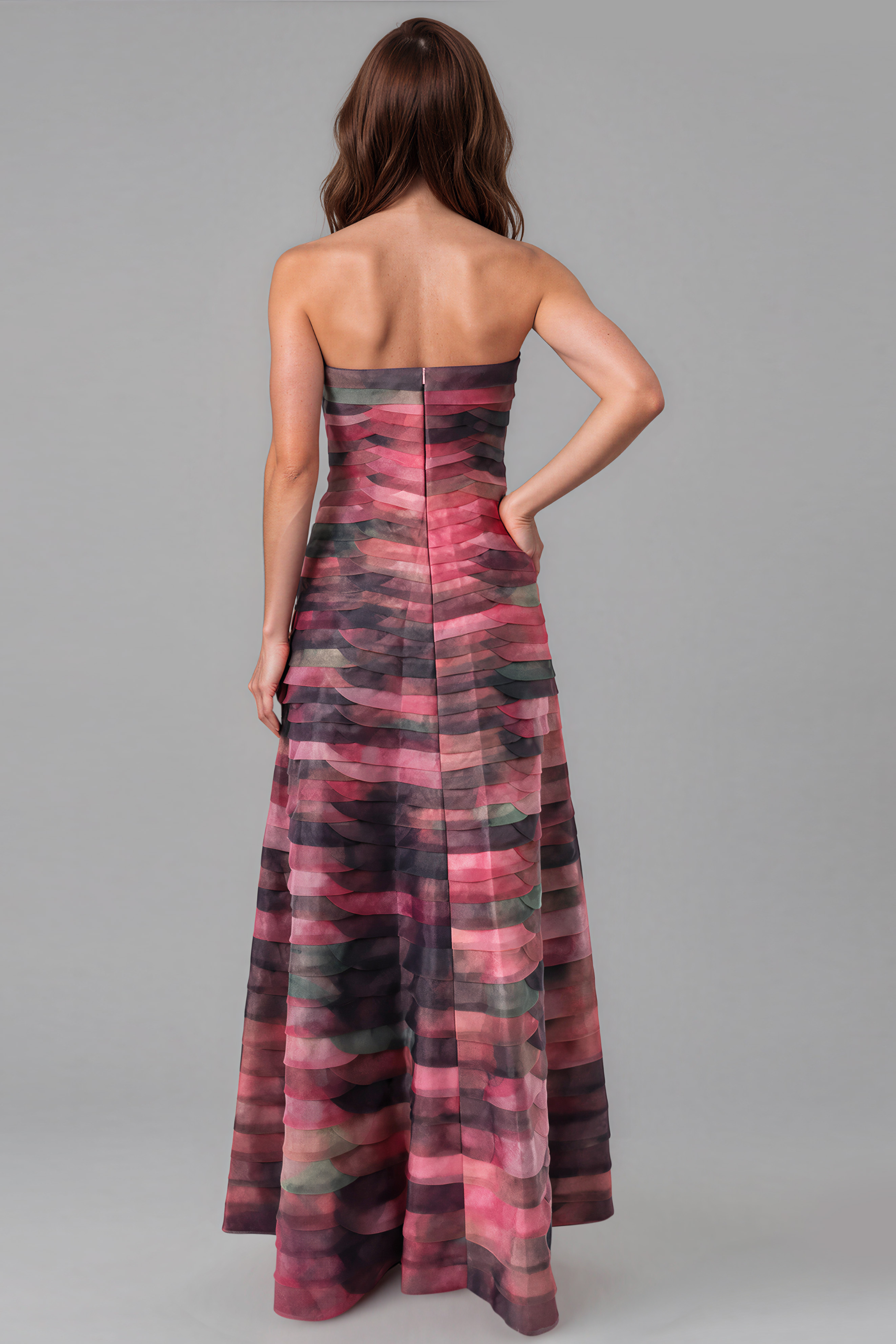 Bias Cut Fluted Organza Gown Gown Rene Ruiz Collection