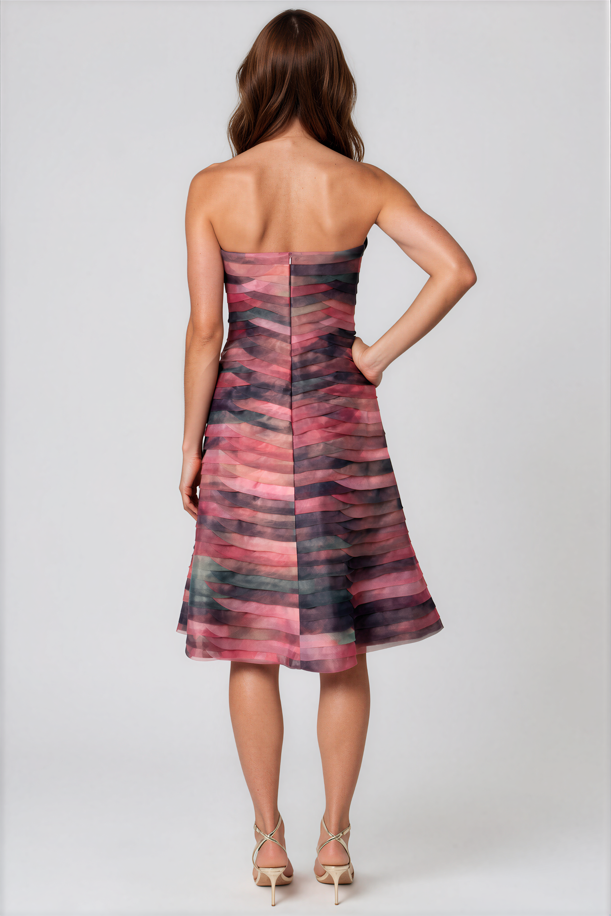 Bias Cut Fluted Organza Cocktail Cocktail Rene Ruiz Collection