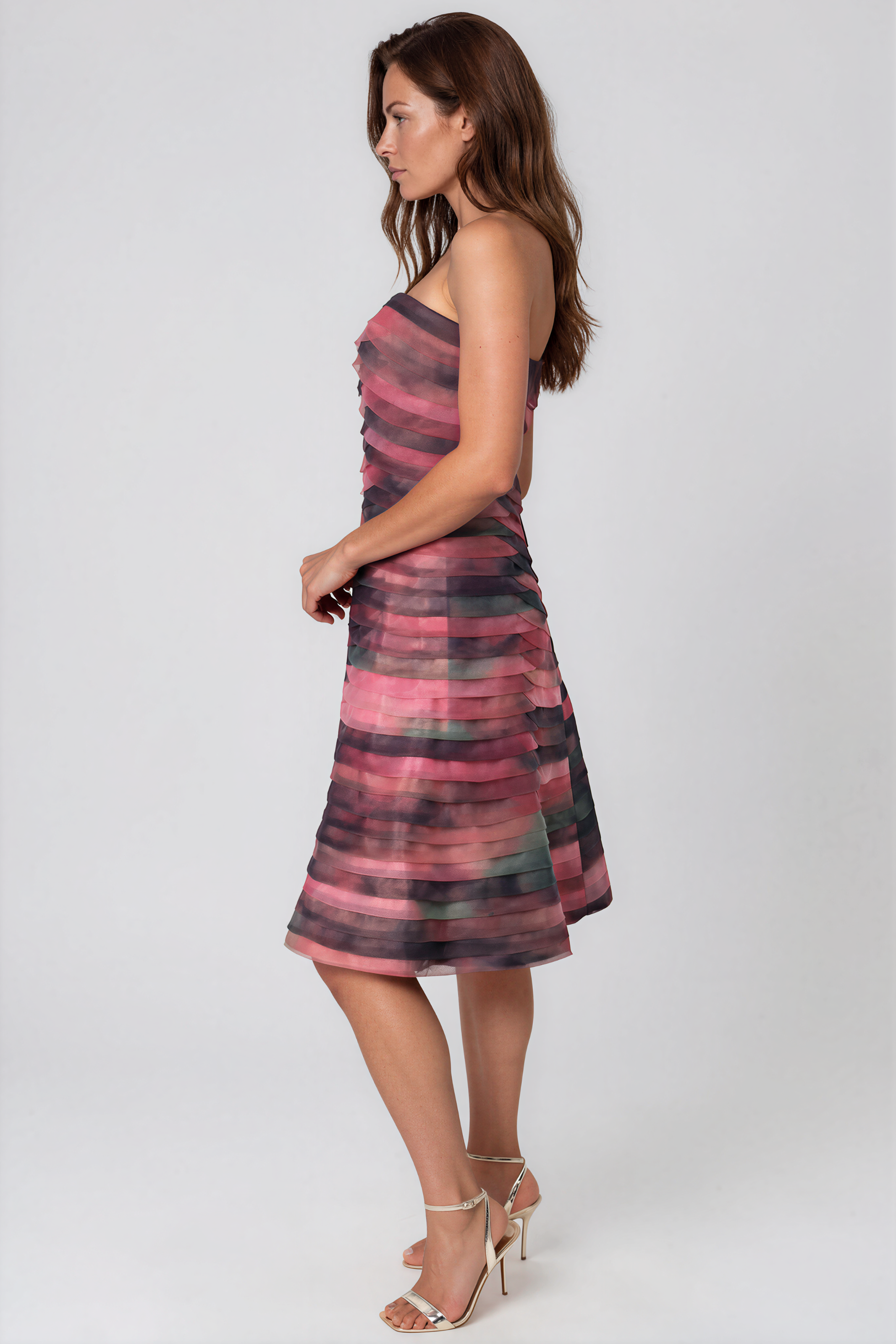 Bias Cut Fluted Organza Cocktail Cocktail Rene Ruiz Collection