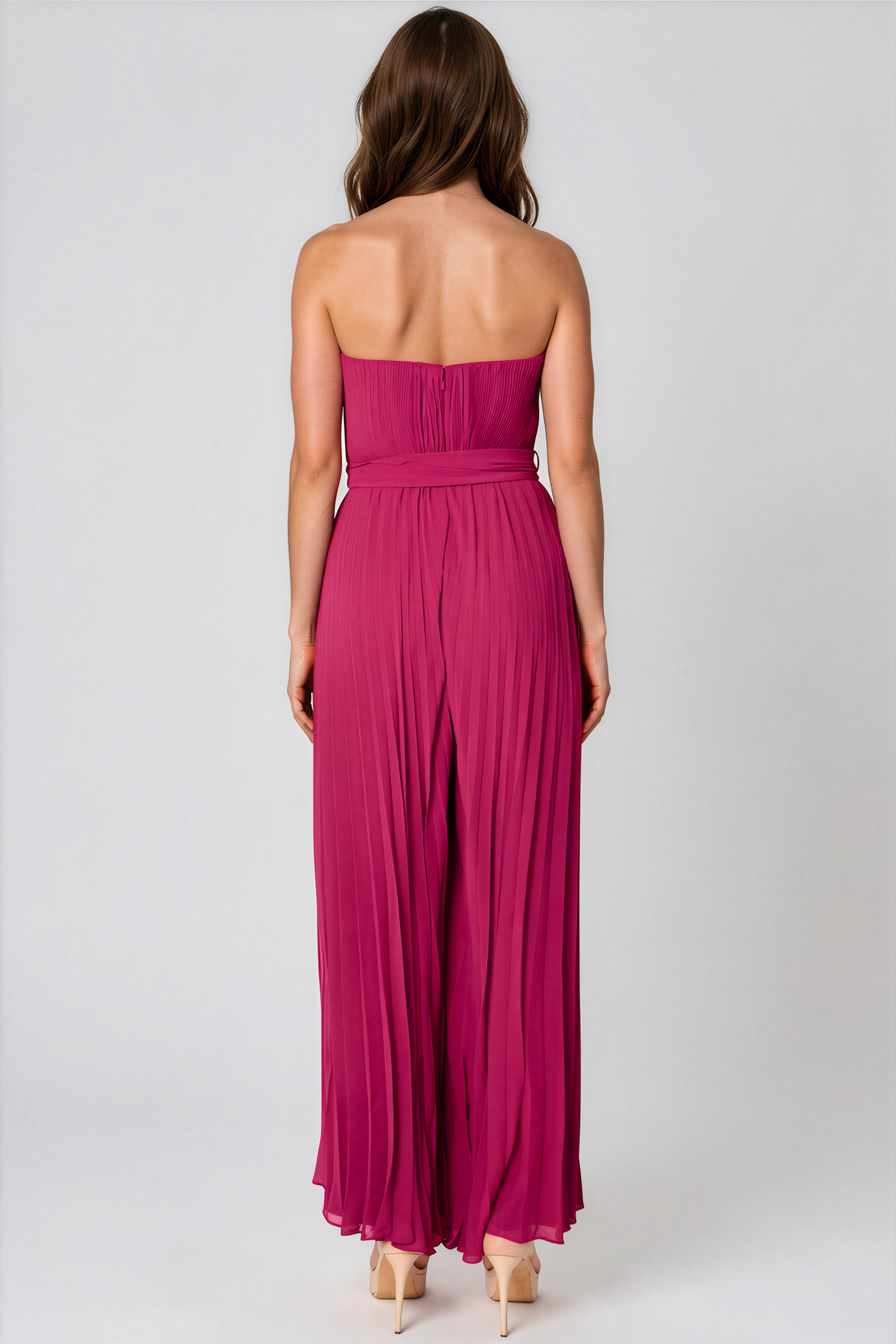 Strapless Sweetheart Pleated Chiffon Jumpsuit Jumpsuit Rene Ruiz Collection