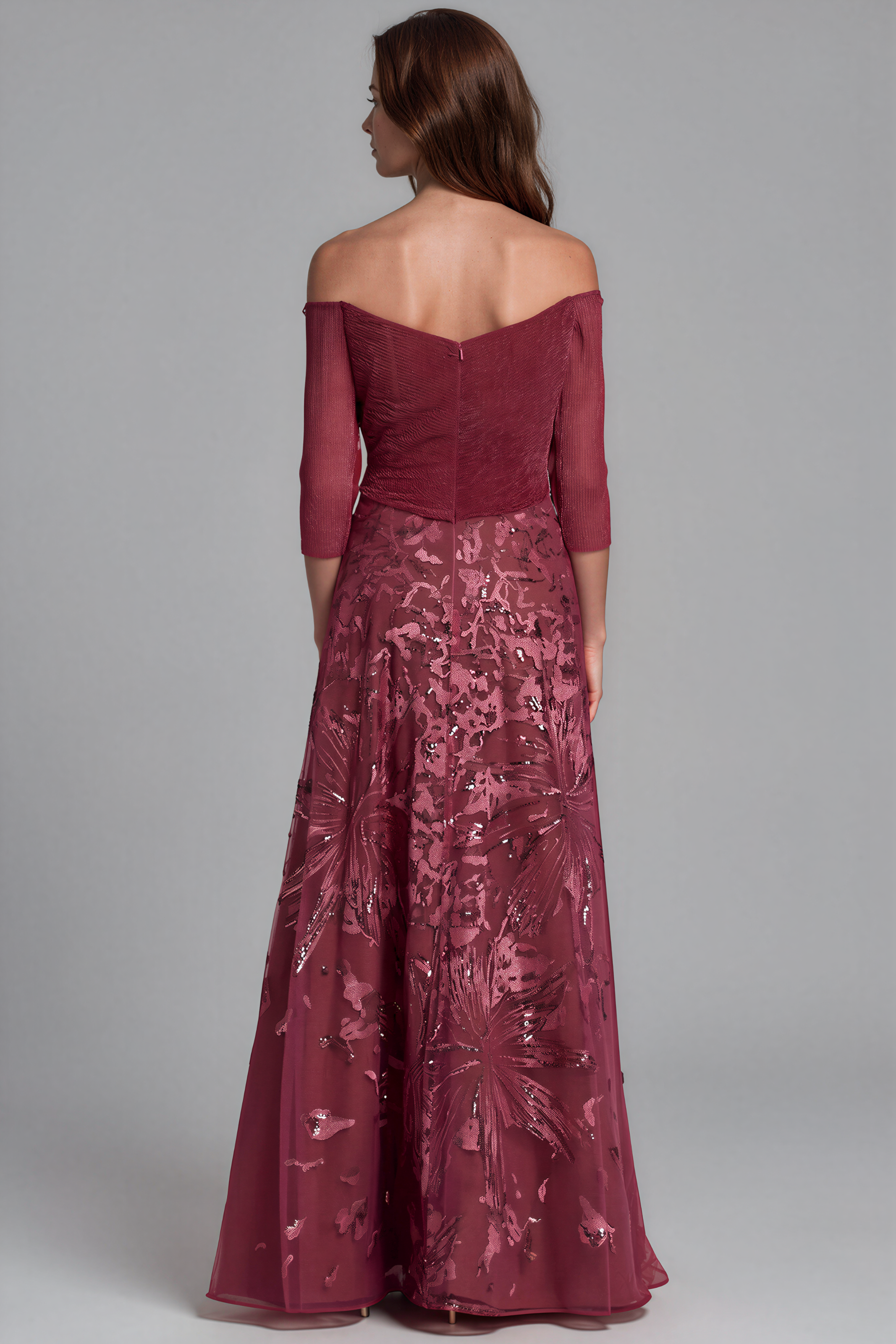 Metallic Embroidered Tulle Gown Gown Rene Ruiz Collection