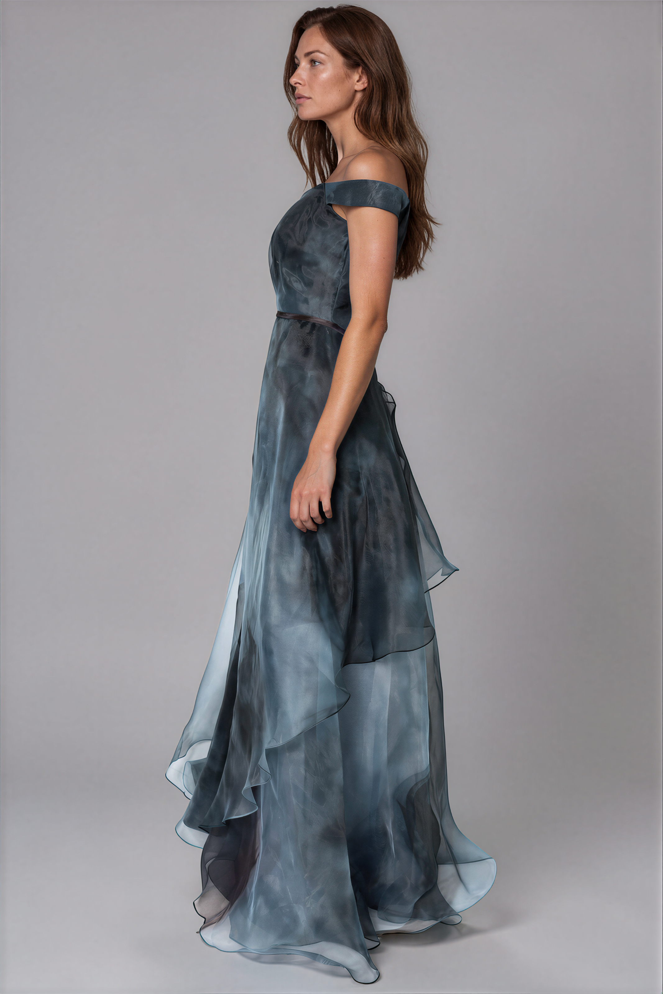 Off The Shoulder Organza A-line Gown Gown Rene Ruiz Collection