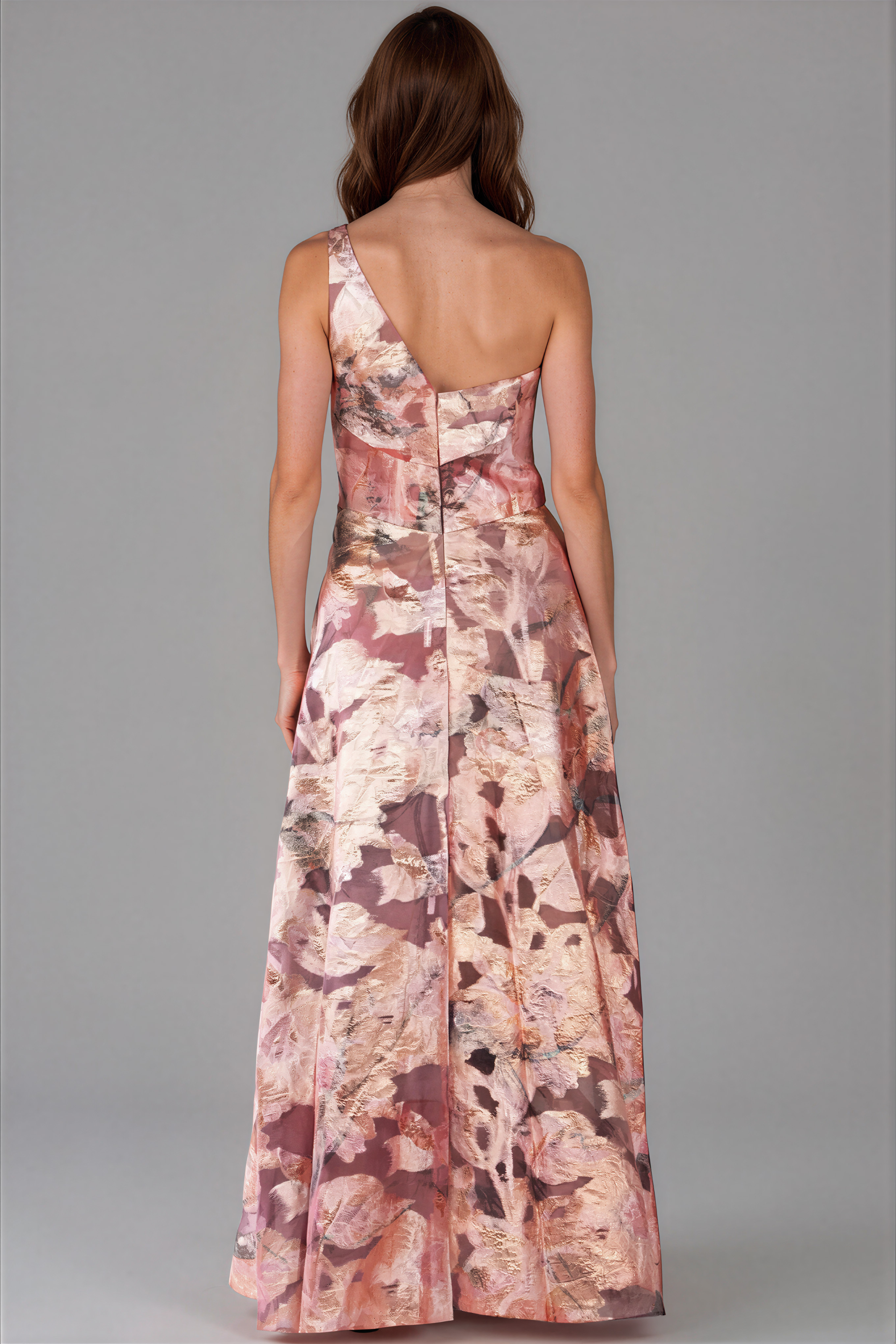 One Shoulder Fil Coupe A-Line Gown Gown Rene Ruiz Collection