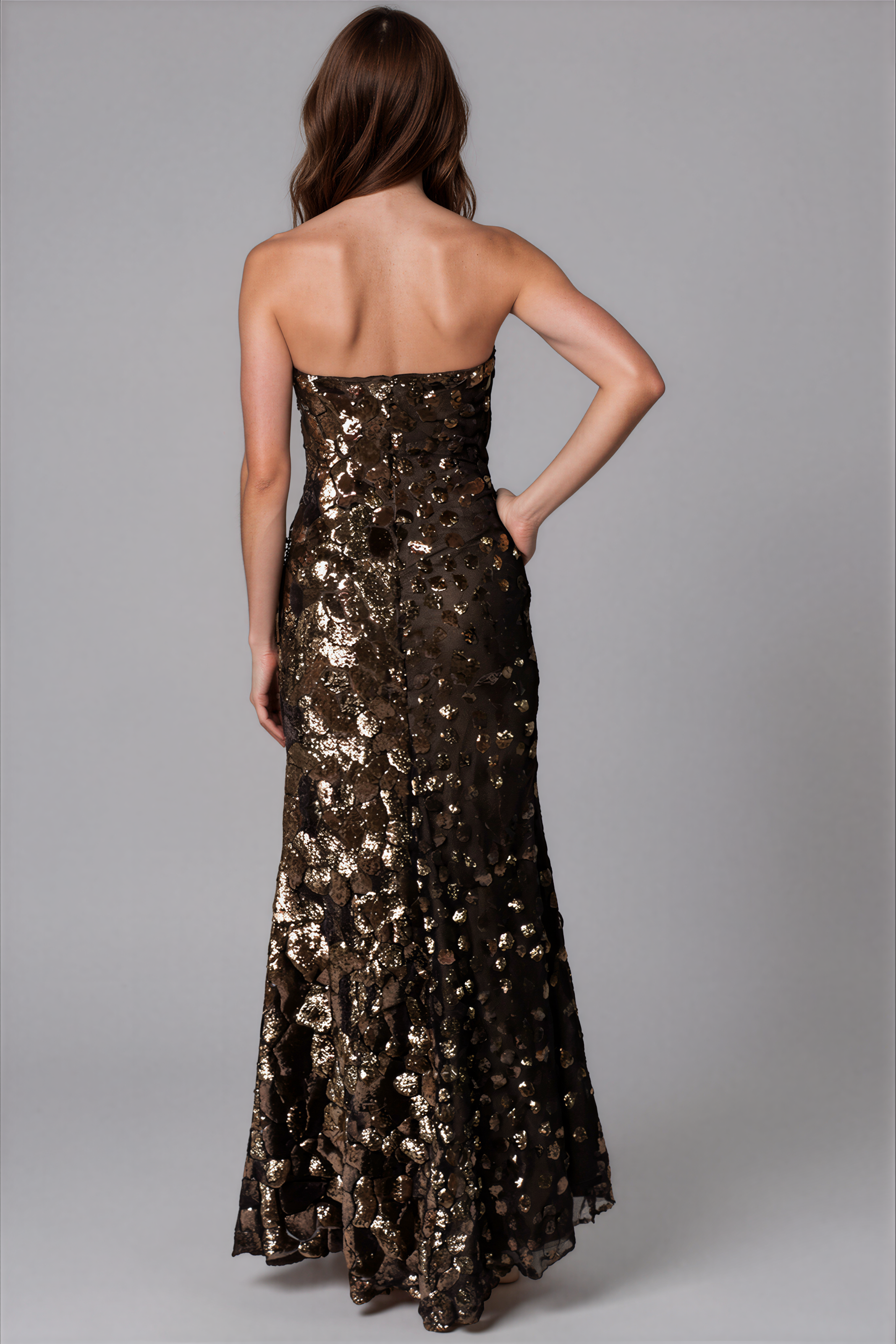 Strapless Sequin Fit And Flare Gown Strapless Sequin Fit And Flare Gown