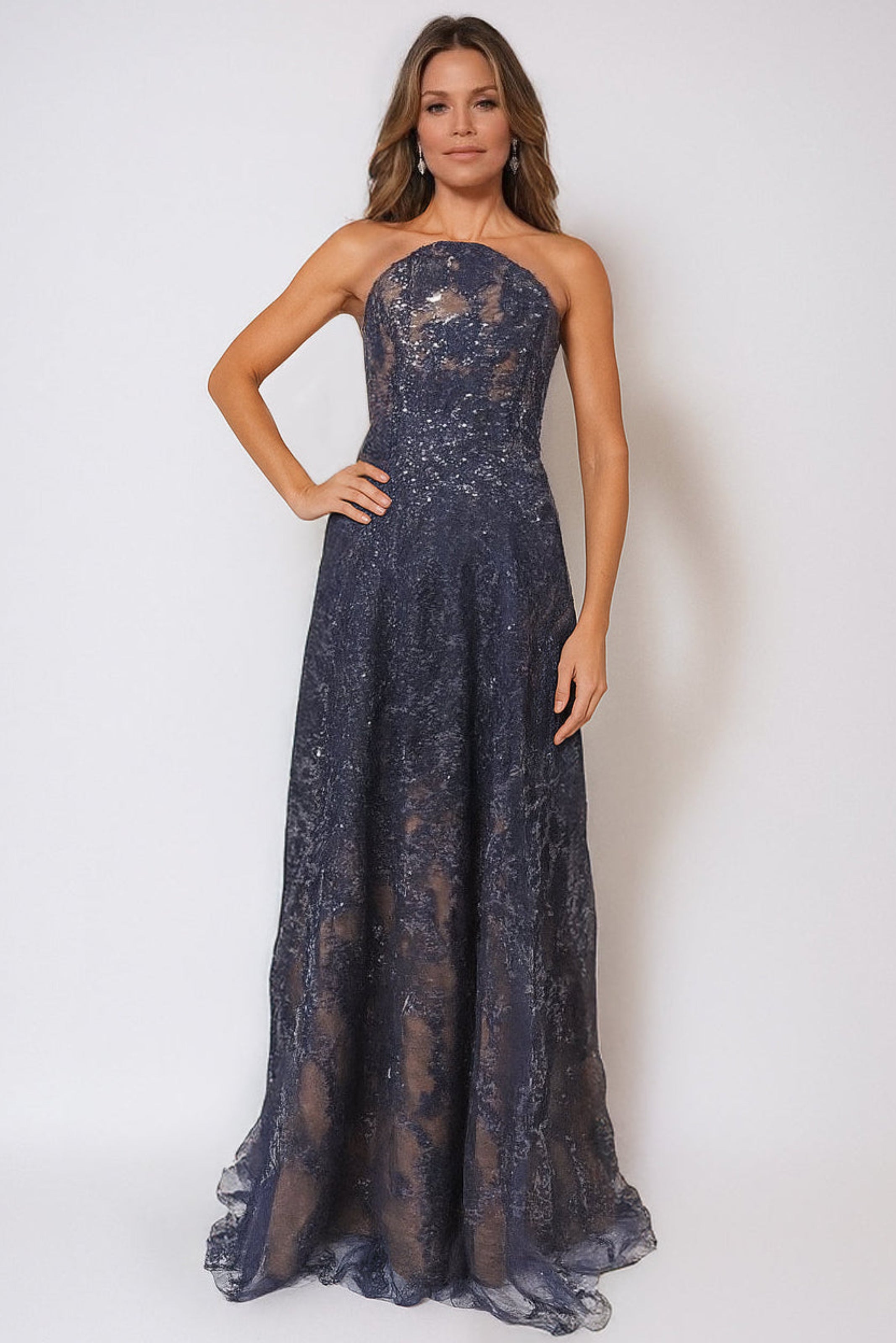 Floral Embroidered Strapless A-Line Gown (store stock boca) Gown Rene Ruiz Collection