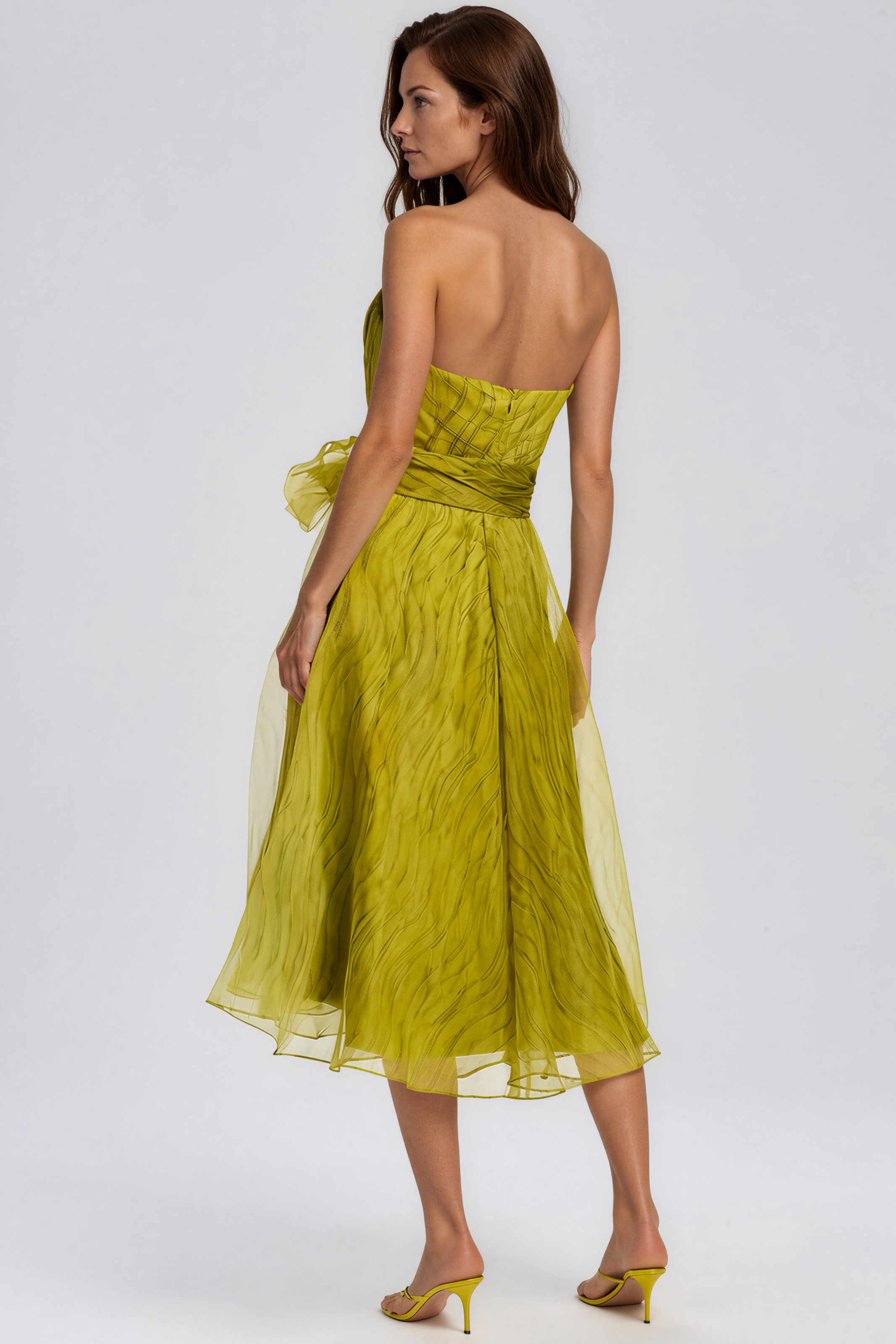 Strapless Organza Cocktail Dress With Ribbon Detail Cocktail Rene Ruiz Collection