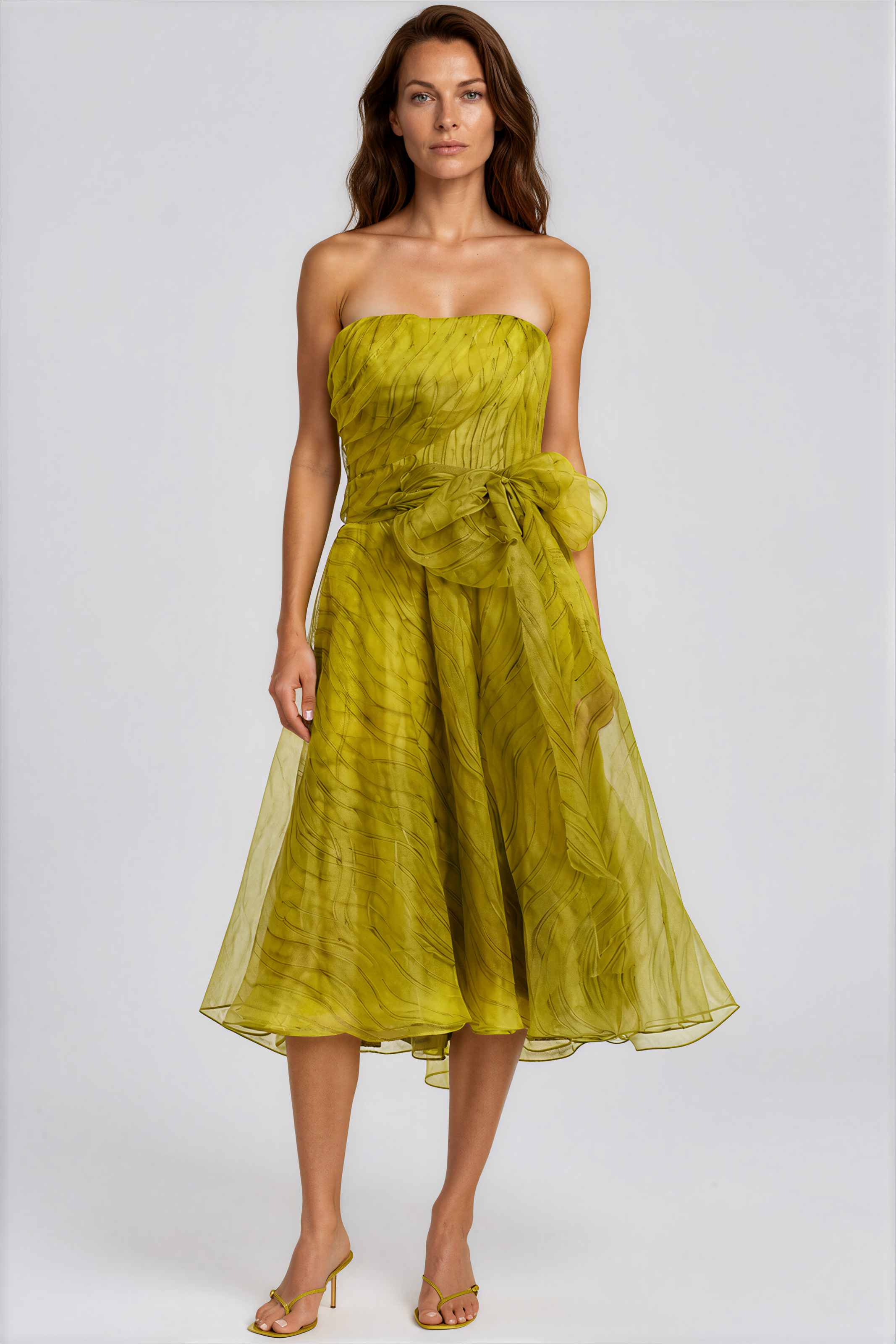 Strapless Organza Cocktail Dress With Ribbon Detail Cocktail Rene Ruiz Collection