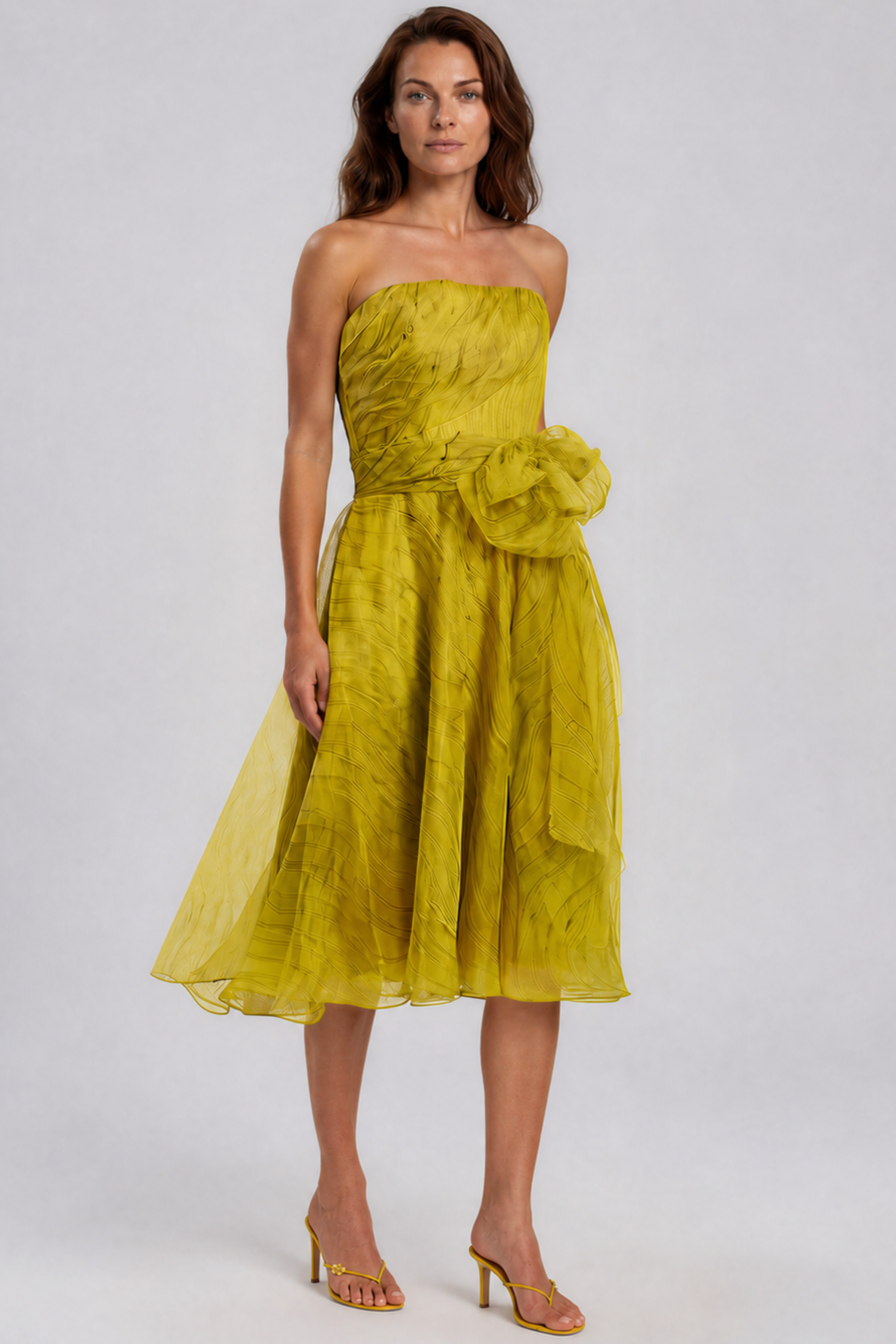 Strapless Organza Cocktail Dress With Ribbon Detail Cocktail Rene Ruiz Collection
