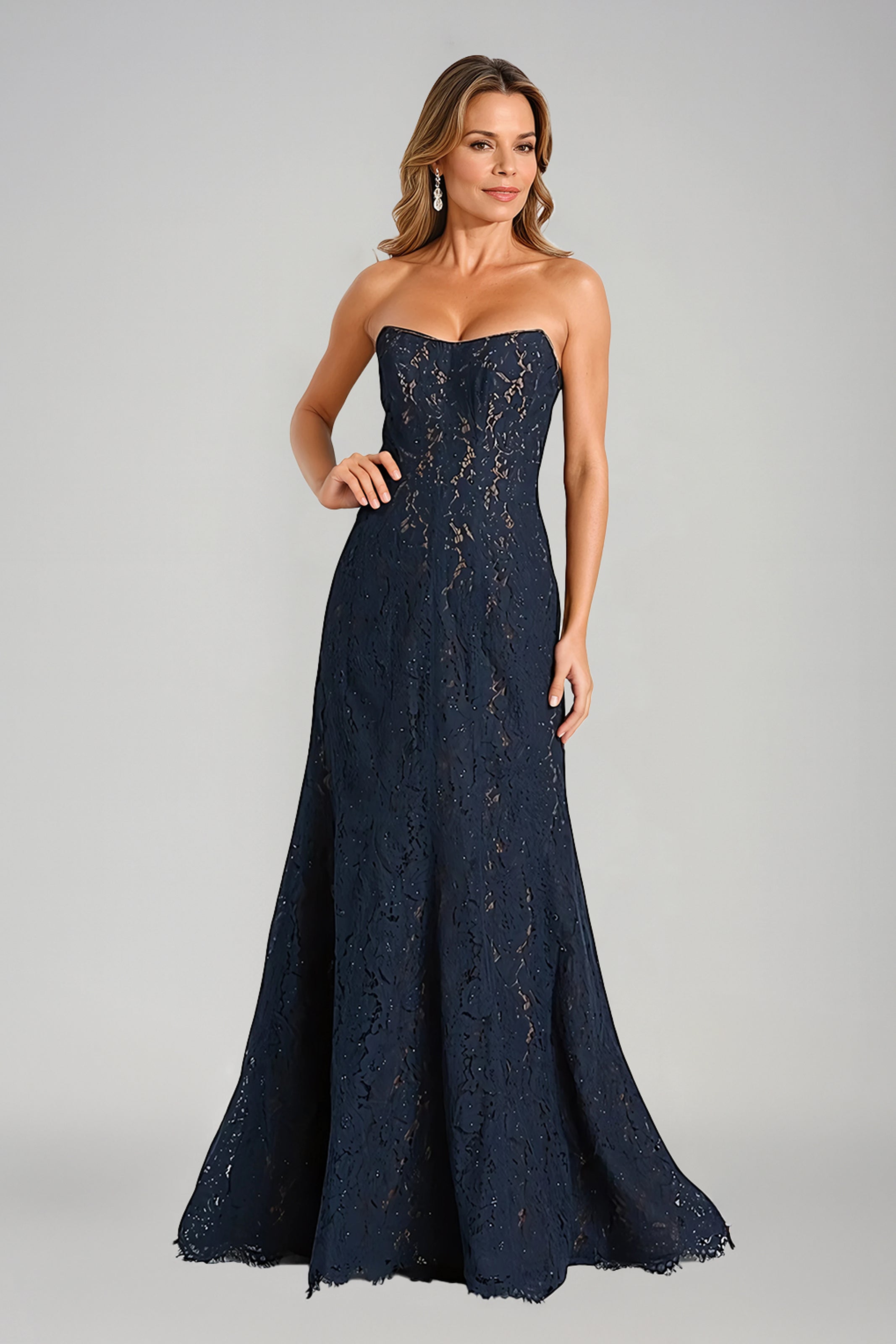 Strapless Lace Mermaid Gown Gown Rene Ruiz Collection