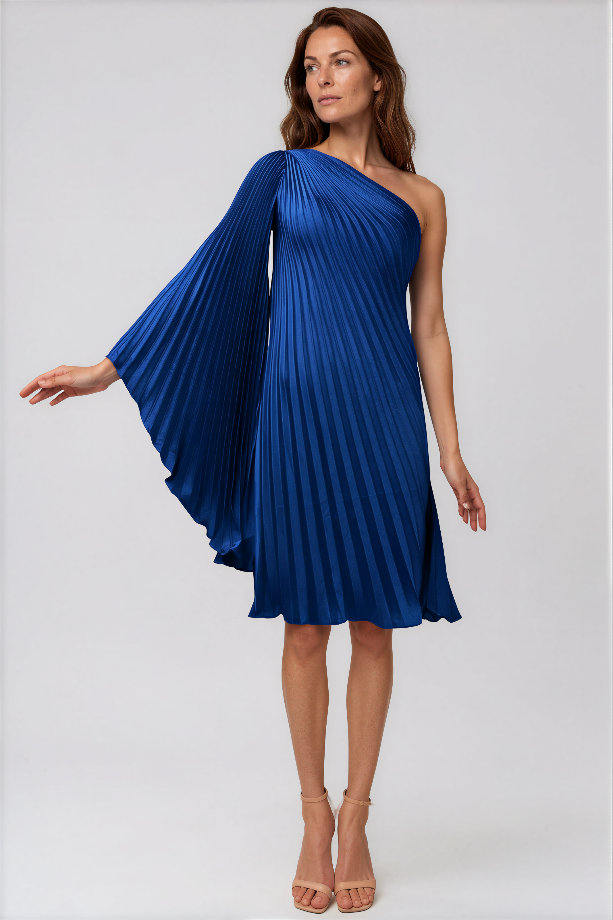 One Shoulder Pleated Cocktail Cocktail Rene Ruiz Collection