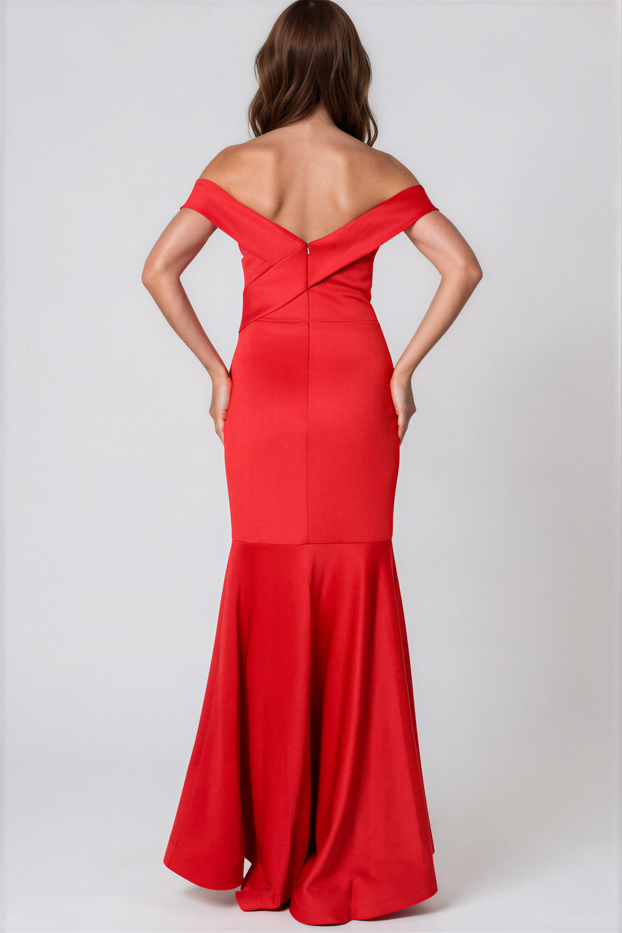 Off The Shoulder Sweetheart Neck Mermaid Crepe Gown Gown Rene Ruiz Collection
