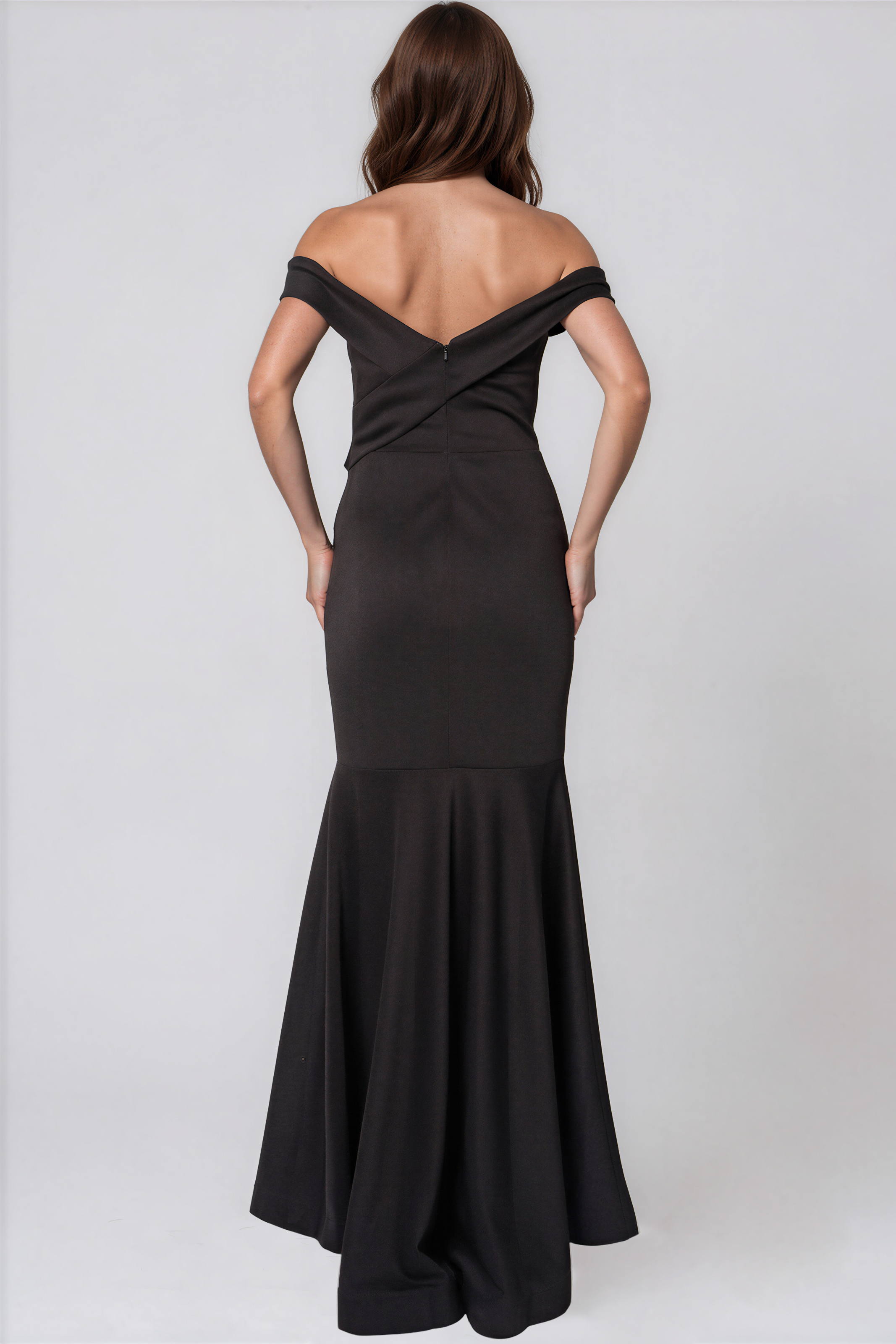 Off The Shoulder Sweetheart Neck Mermaid Crepe Gown Gown Rene Ruiz Collection