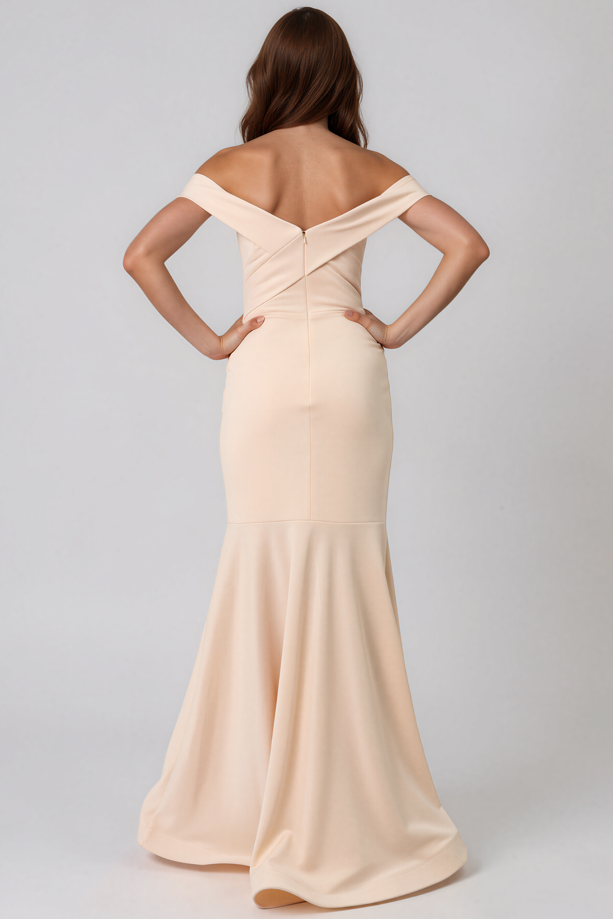 Off The Shoulder Sweetheart Neck Mermaid Crepe Gown Gown Rene Ruiz Collection