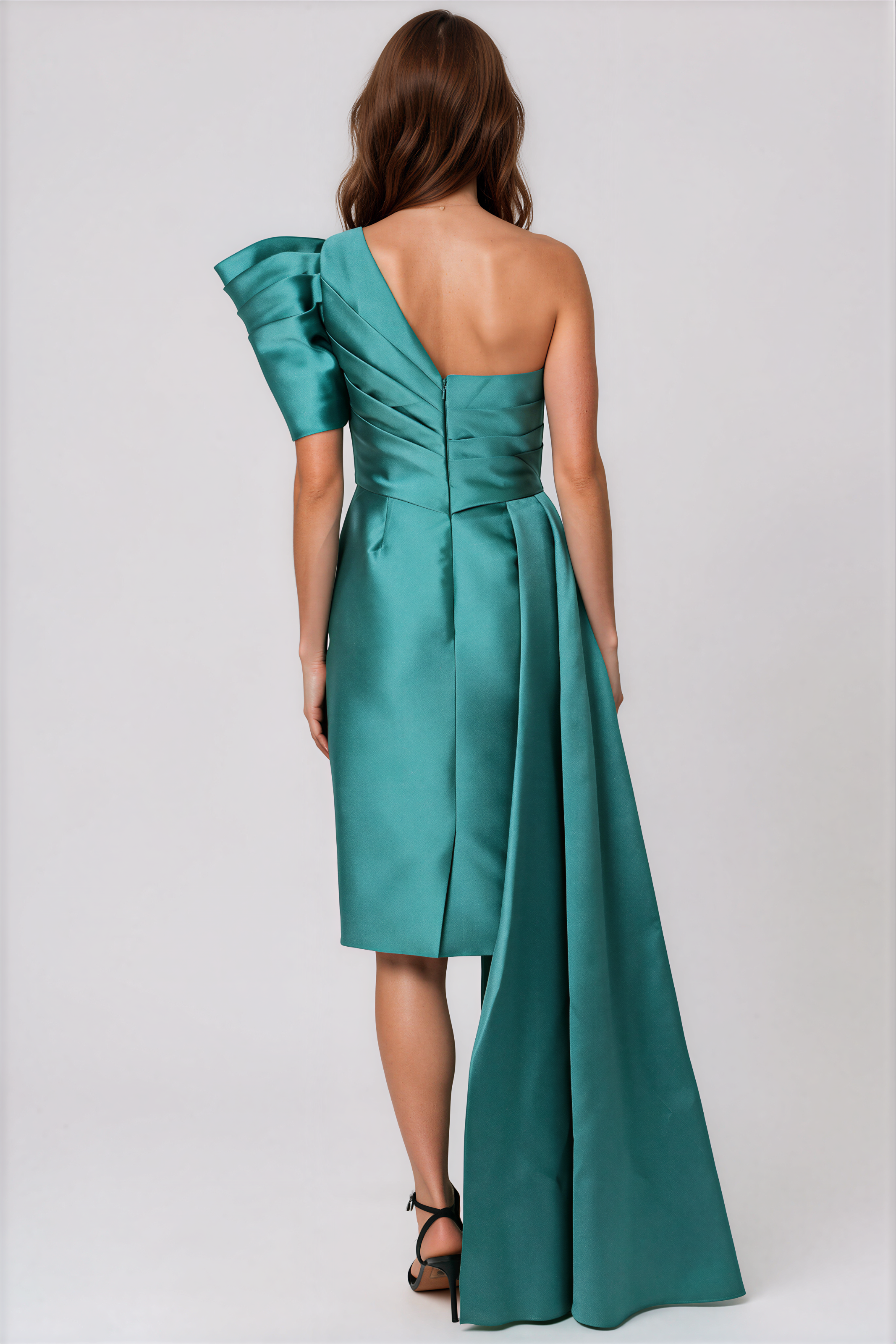One Shoulder Asymmetrical Mikado Cocktail Cocktail Rene Ruiz Collection