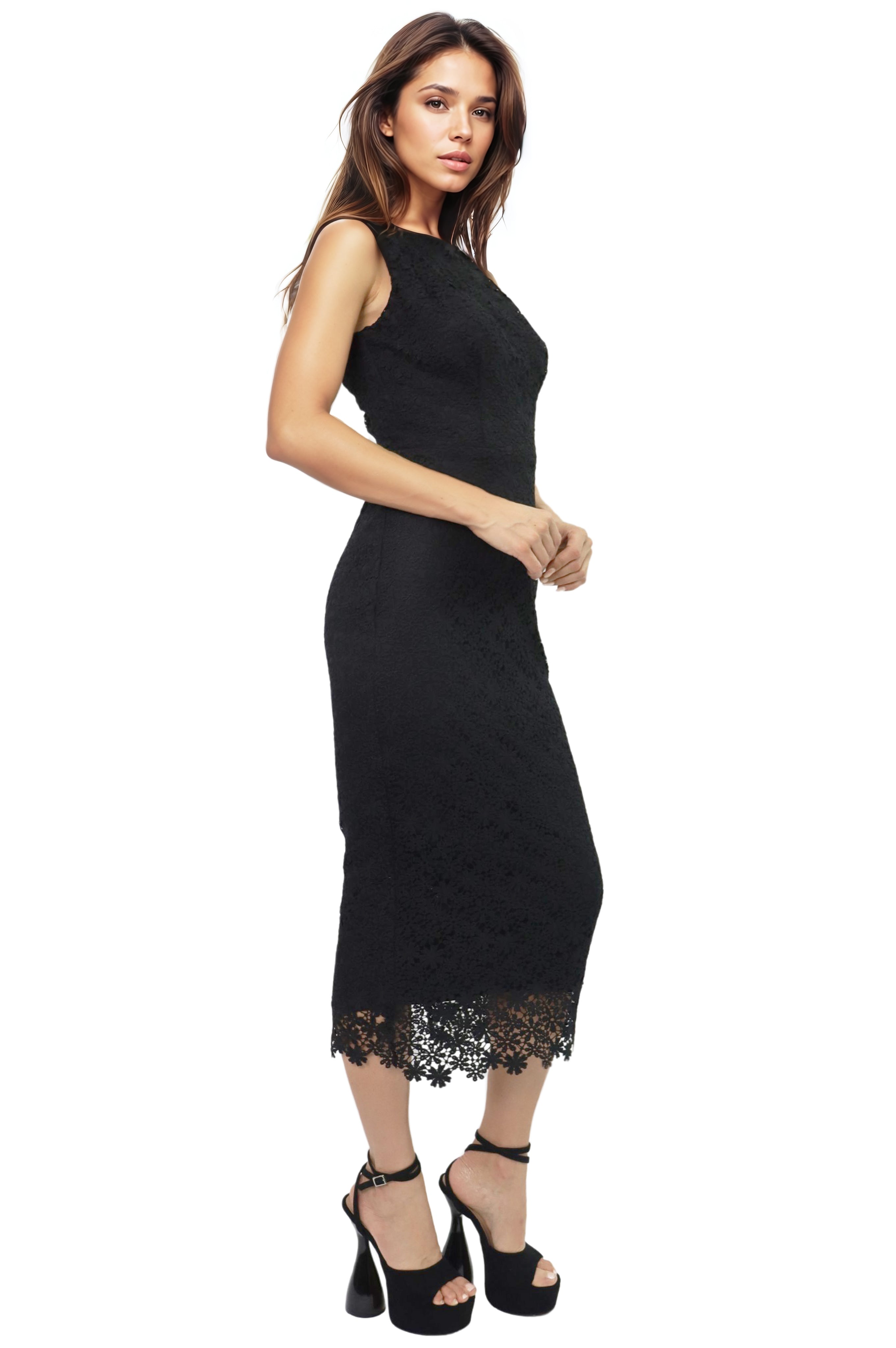 Sleeveless Lace Sheath Cocktail