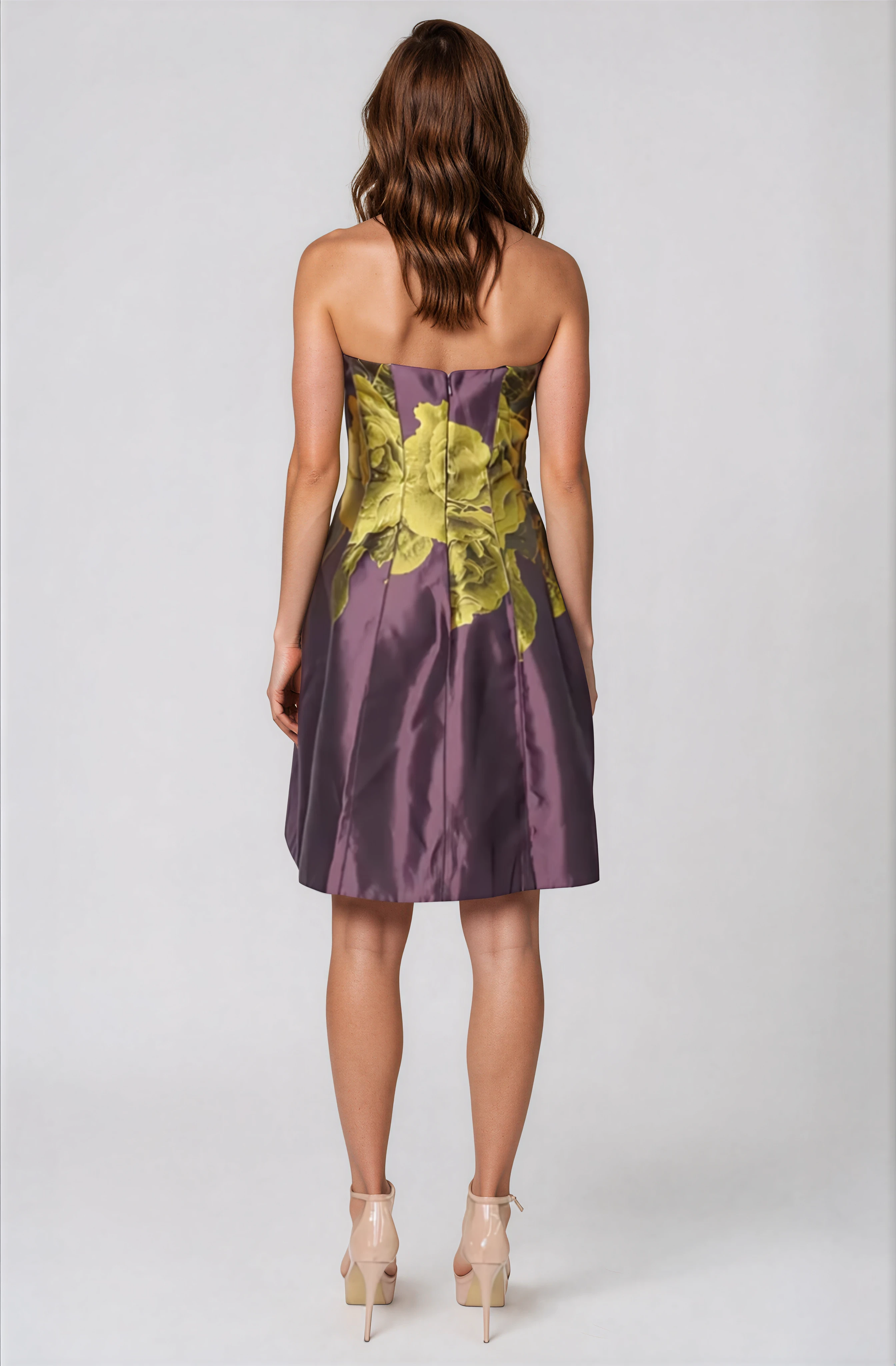 Strapless Floral Brocade A-Line Cocktail Rene Ruiz Collection