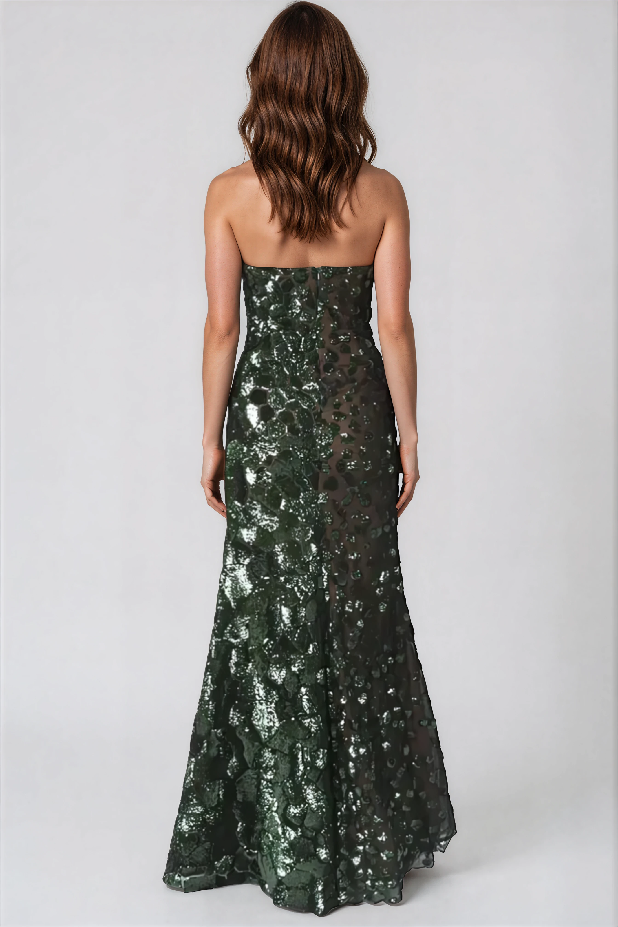 Strapless Sequin Fit And Flare Gown Gown Rene Ruiz Collection